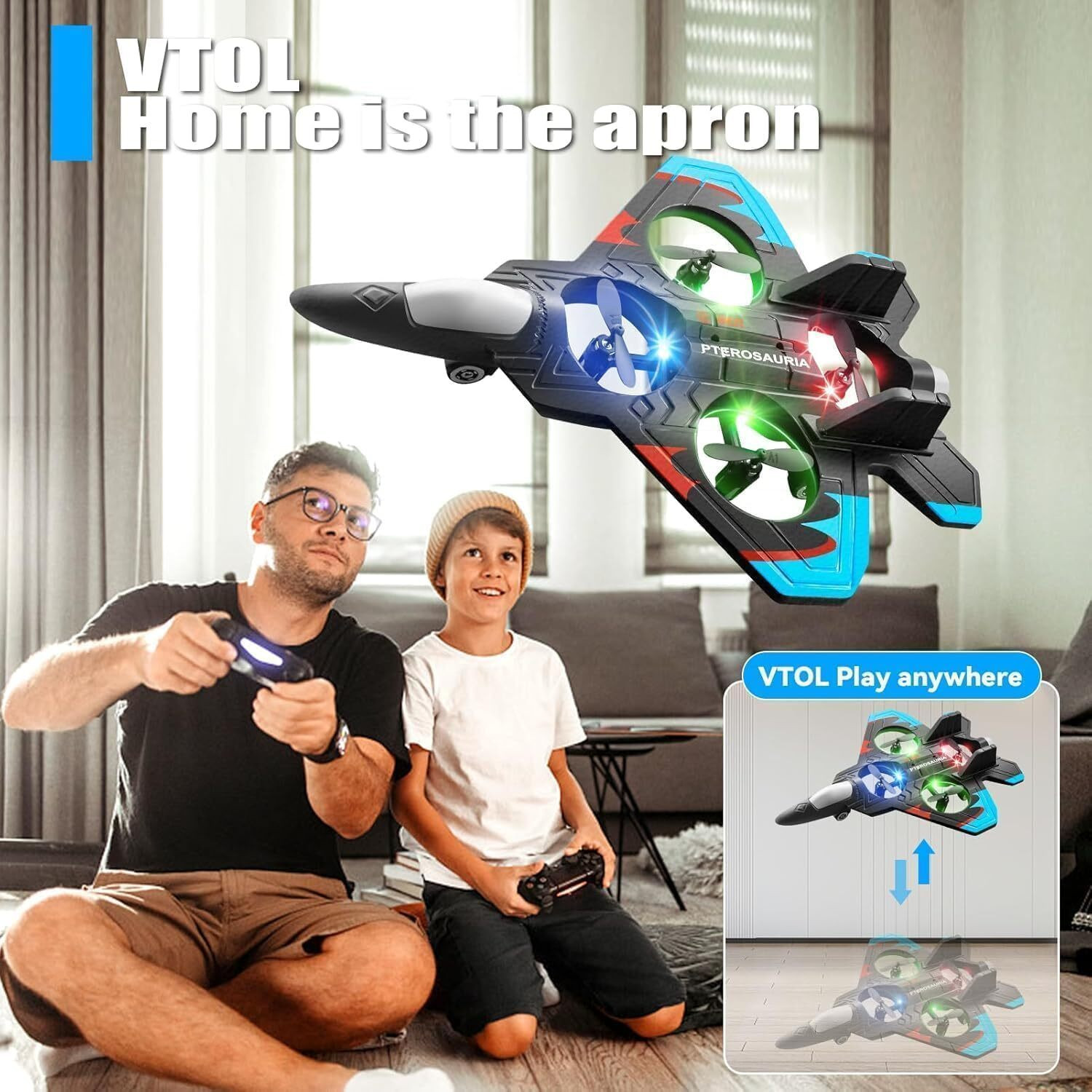 Image of IMMUTABLE Foam Remote Control RC Planes for Kids, RC Fighter Jet with Light OMW17 (Multicolor)