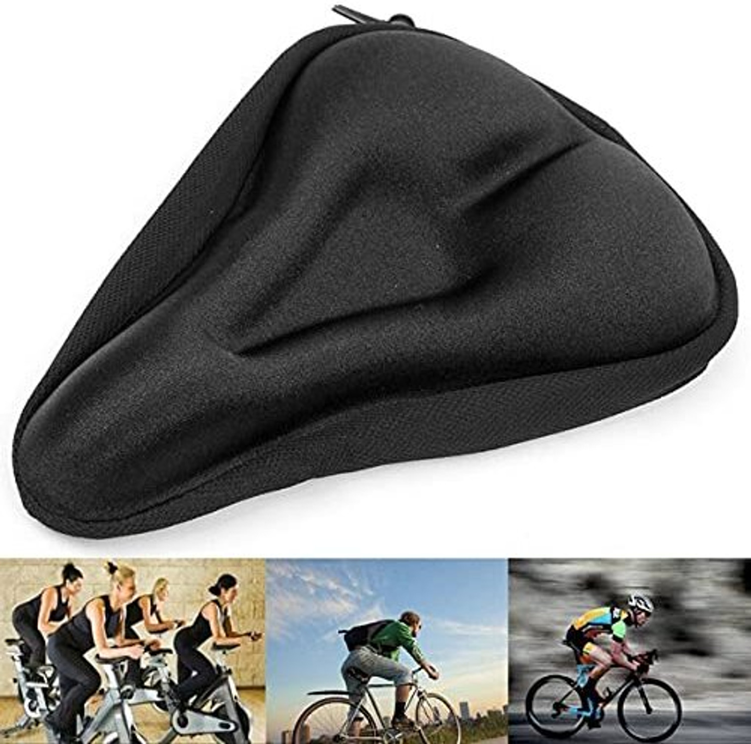 Image of hemcycle Premium Gel Seat Cover Bicycle Seat Cover Free Size (Black)