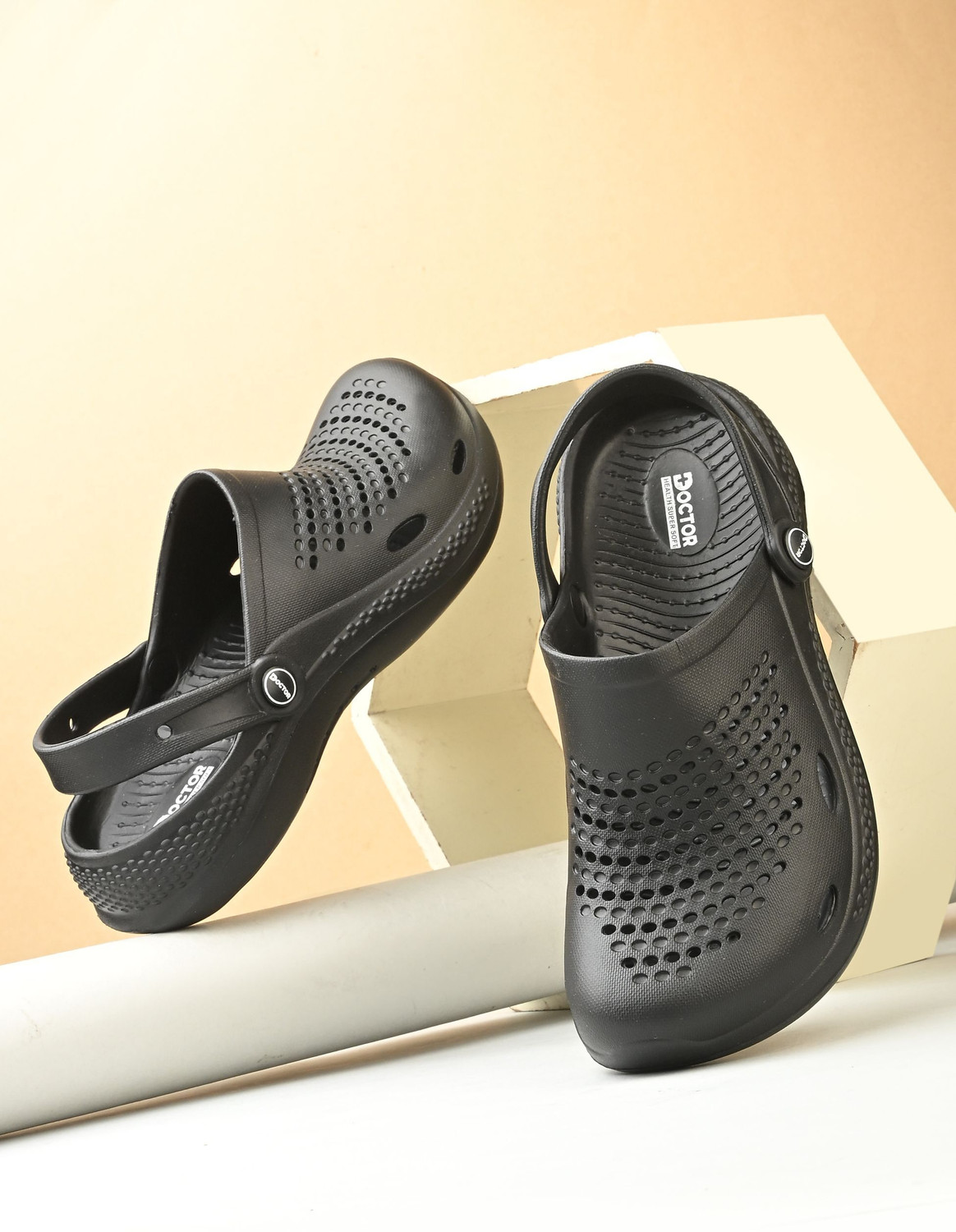 Image of Doctor Health Super Soft Men Orthopaedic Men Clogs | Heel Pain Relief, Durable, Indoor Outdoor Use Clogs Sandal (Black , 10)