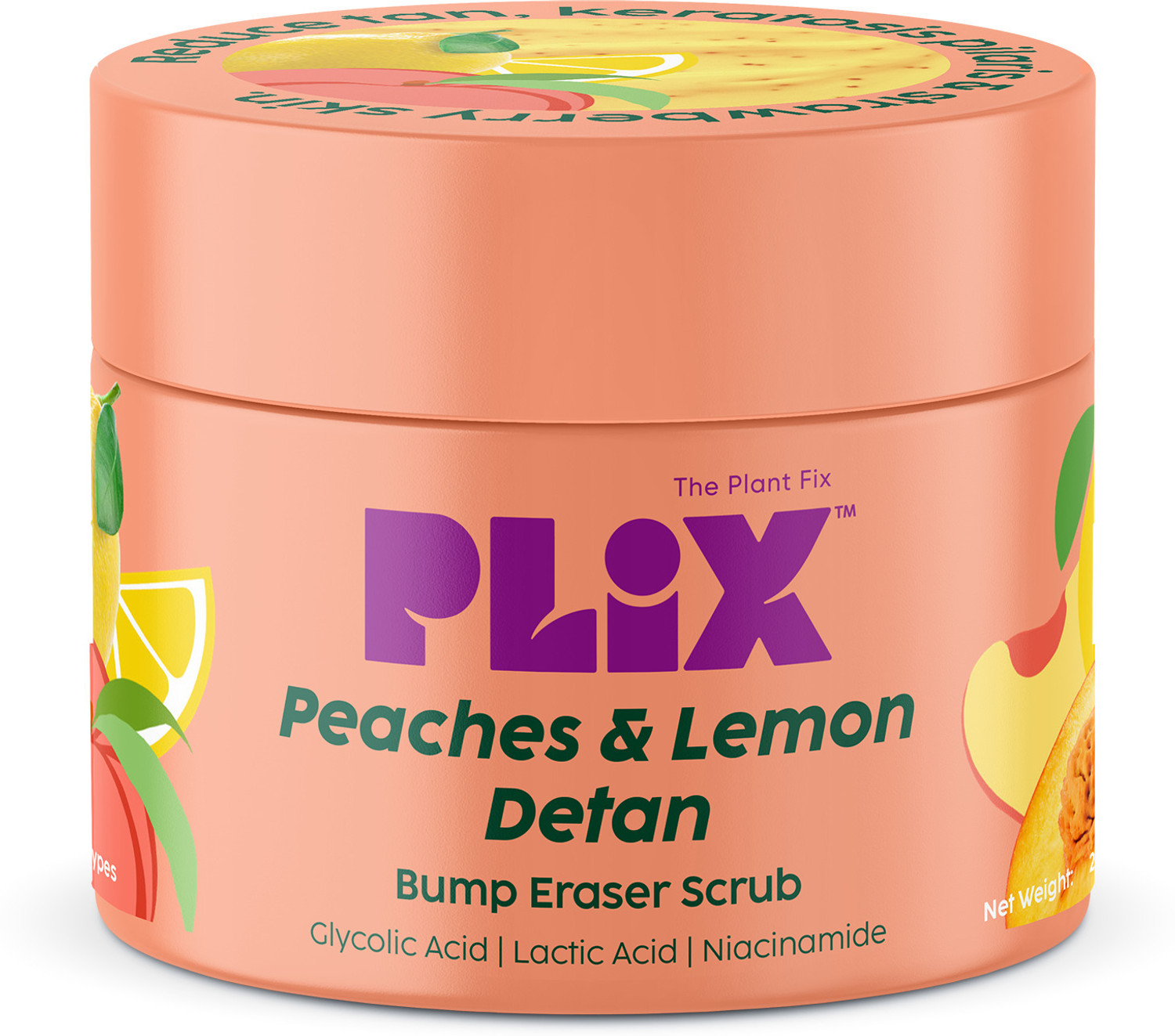 The Plant Fix Plix Peaches & Lemon Detan Bump Eraser Scrub, Removes Tan &...