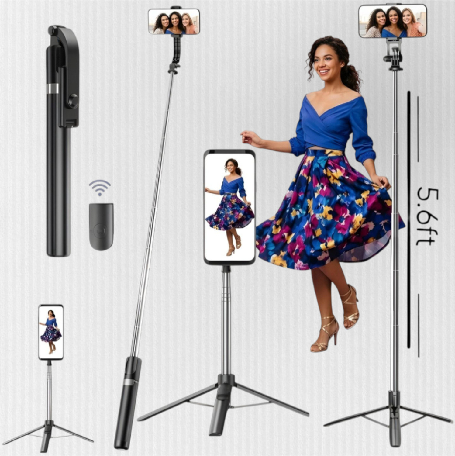 Image of DAKSHWAY Gimbal Stabilizer for Smartphone Mobile Stabilizer Selfie Stick Tripod with Wireless Remote 360 Automatic Rotation Bluetooth Selfie Stick (Black, Remote Included)