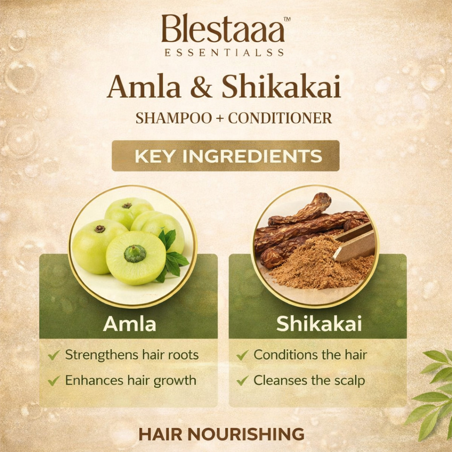 Image of blestaaa essentialss Amla Reetha Shikakai Shampoo for Clean Scalp and Nourished Hair (1 L)
