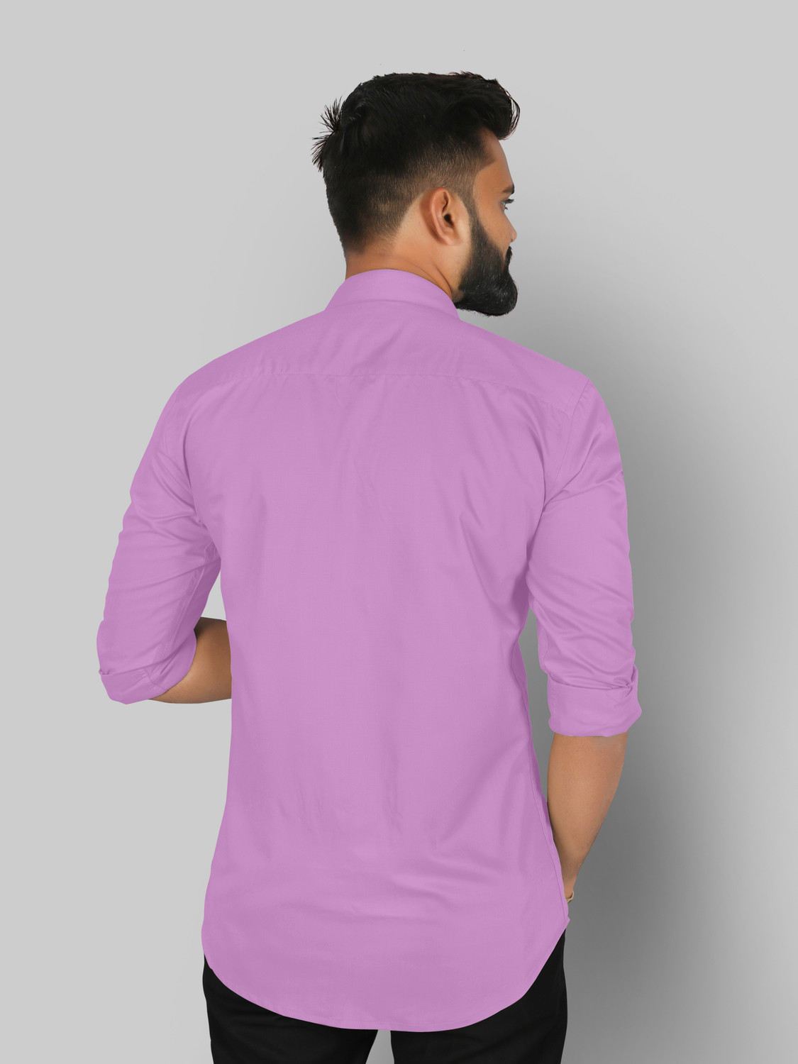Image of FIBERMILL Men Slim Fit Solid Spread Collar Formal Shirt