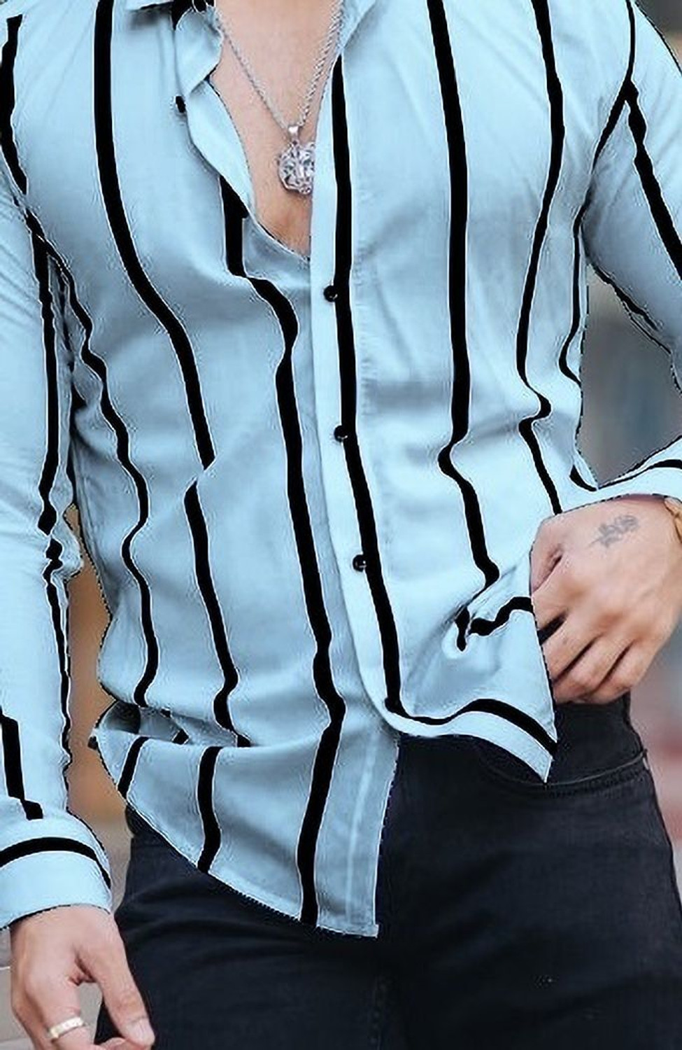 Image of COMBRAIDED Men Regular Fit Striped Casual Shirt