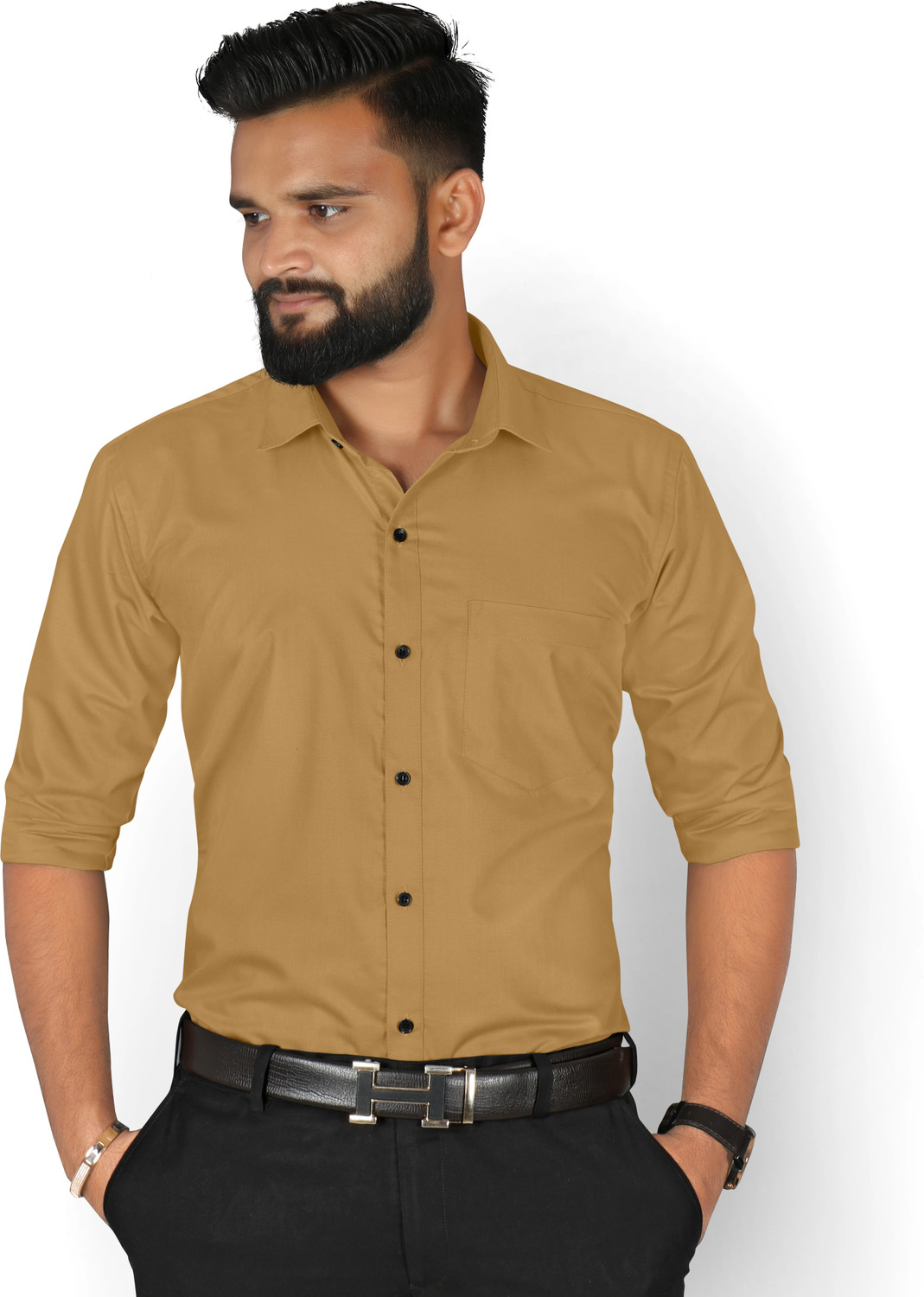 Image of FIBERMILL Men Slim Fit Solid Formal Shirt