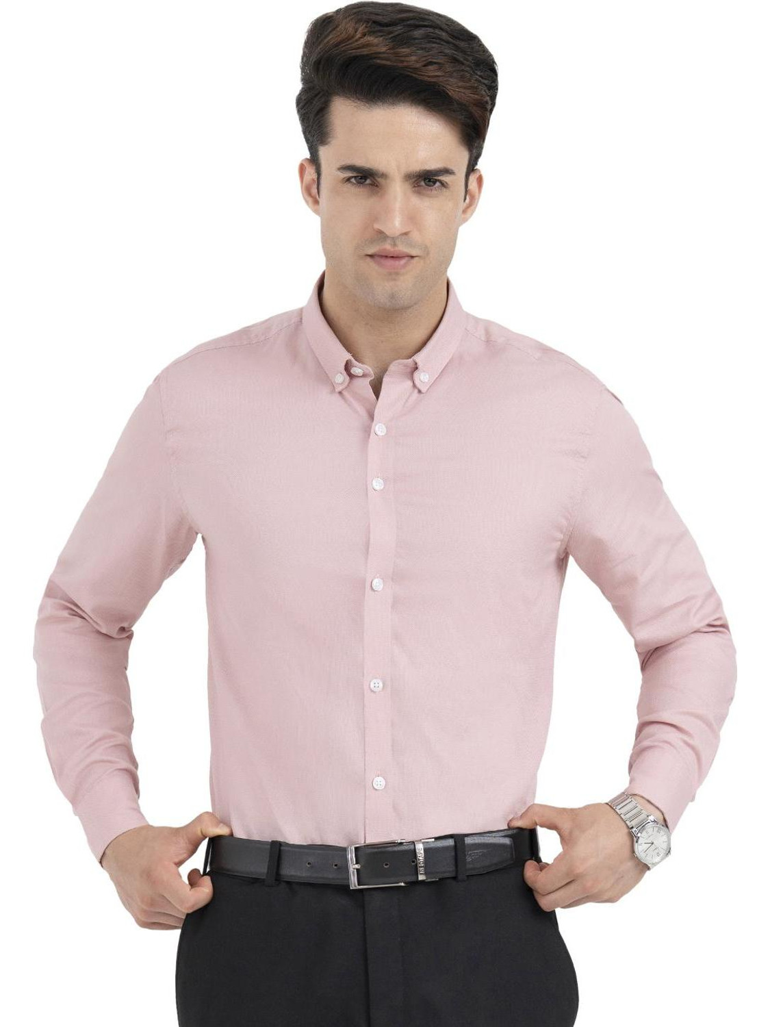 Image of Raymond Men Slim Fit Solid Formal Shirt