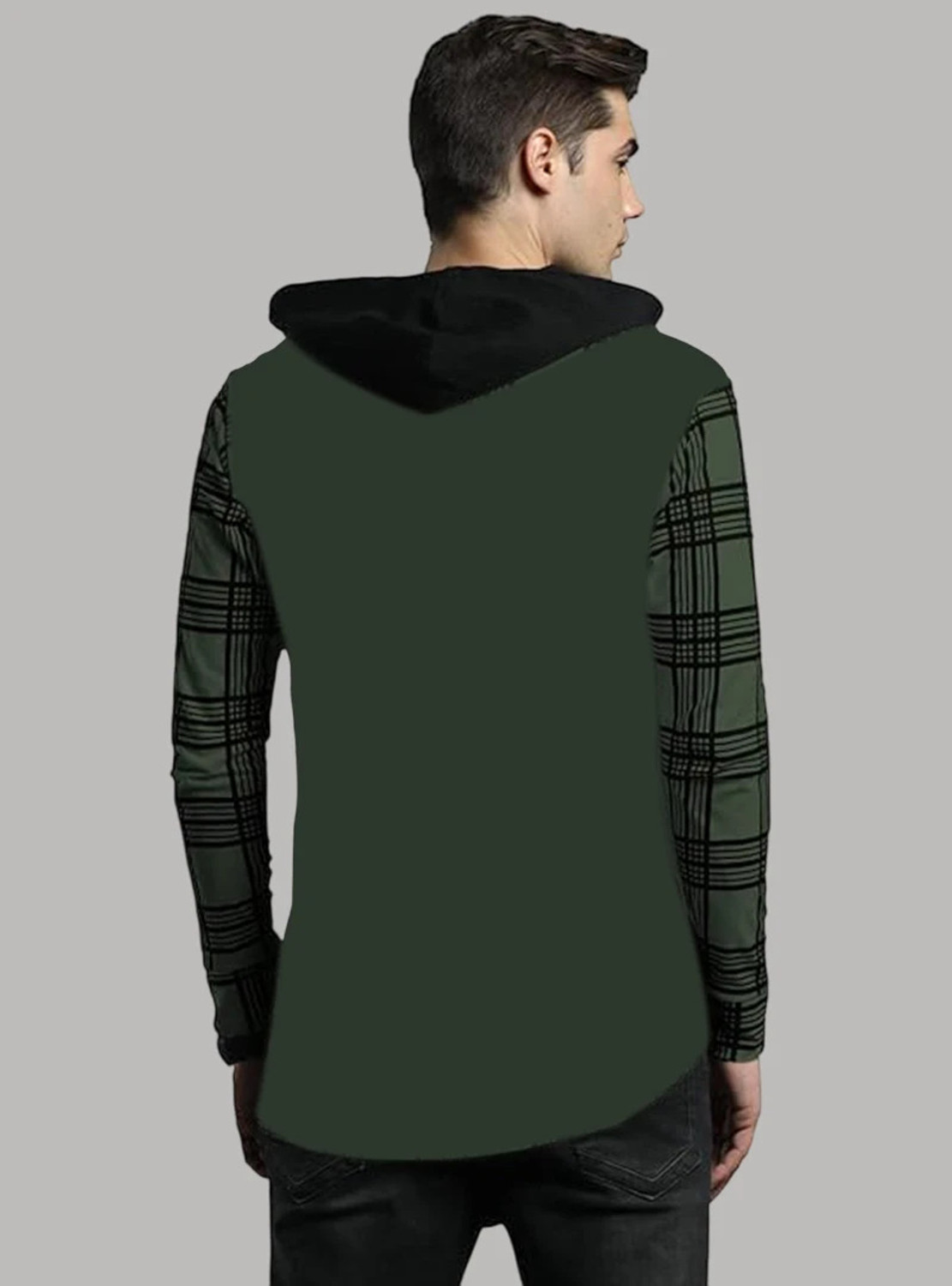 Image of OSCILLATE Men Regular Fit Checkered Hood Collar Casual Shirt