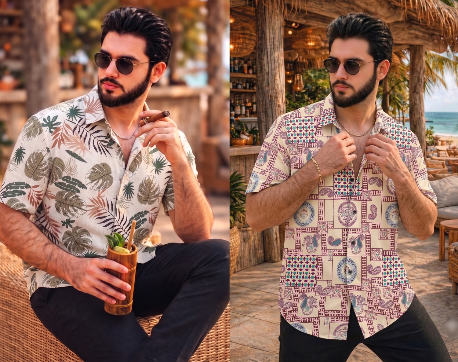Image of Varidashi Men Regular Fit Printed Spread Collar Casual Shirt