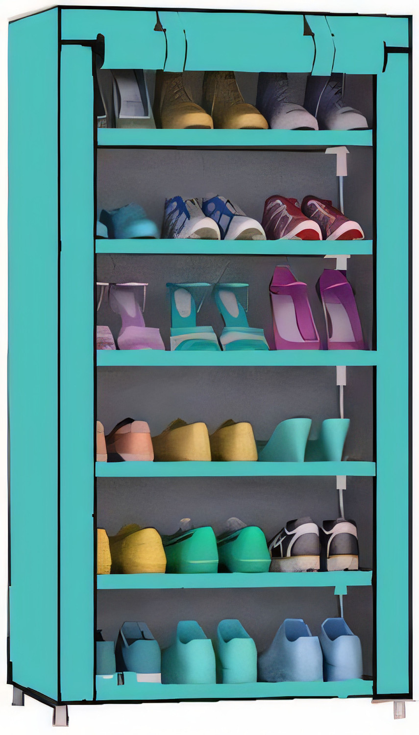 Image of YASHVI Plastic Shoe Stand (S16 Colorful Wood Modern Printed(A6), 6 Shelves, DIY(Do-It-Yourself))