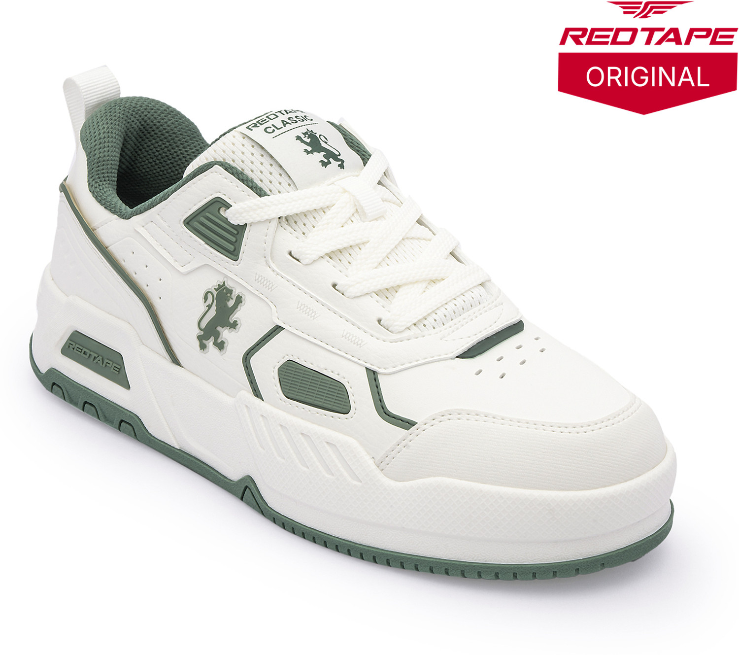 Red Tape Sneakers for Men | Elegantly Rounded Front, Soothing Insole Sneakers For Men (White, Green) - Image 1