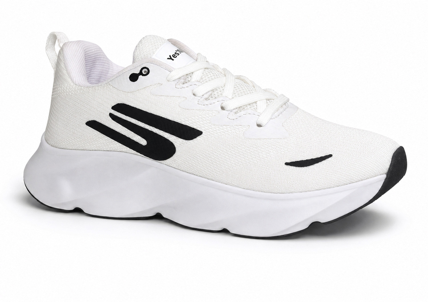 Yes'No Lightweight Mesh Lace-Up Men's Sports/Running Shoes | Slip-On for Daily Wear Sneakers For Men (White , 7) - Image 1