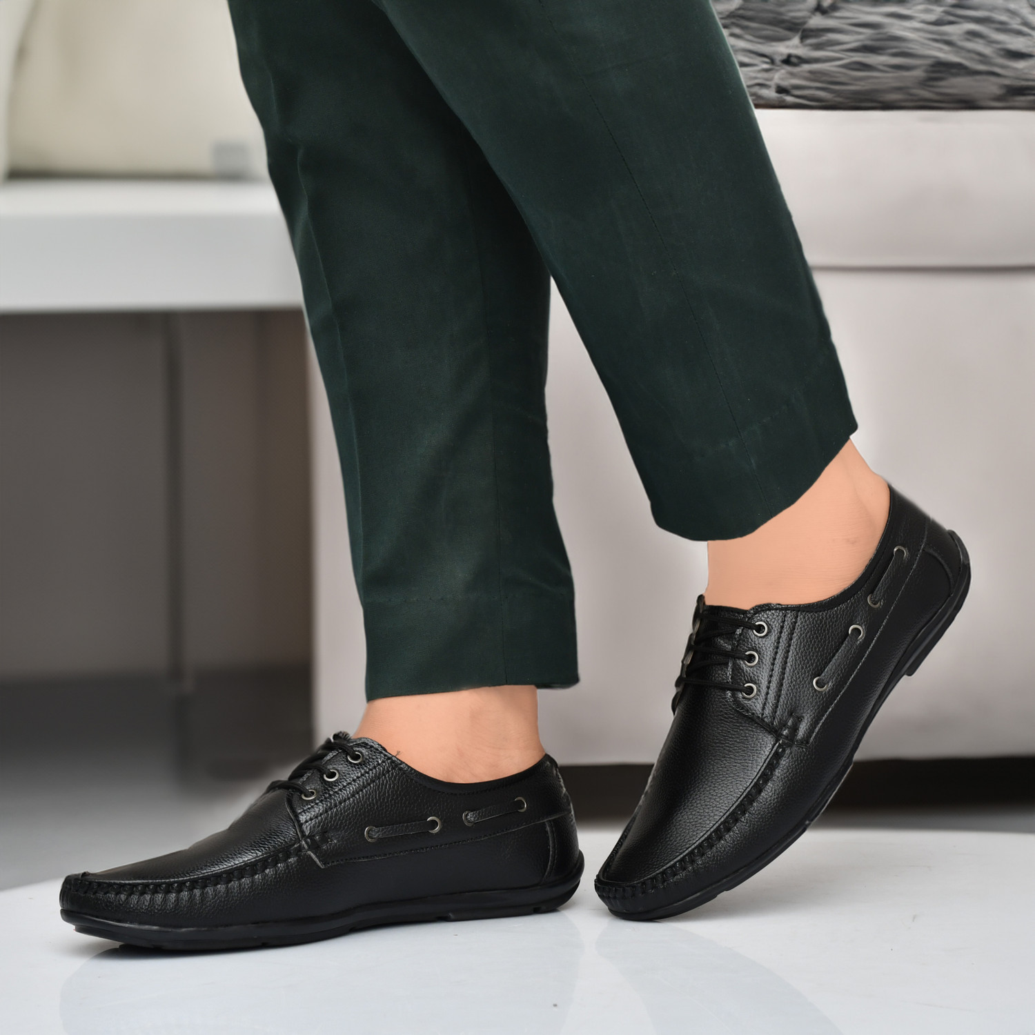 Image of VEOGO Comfortable Stylish Formal Derby Laceup Party Wear Shoes for Men Lace Up For Men (Black , 7)