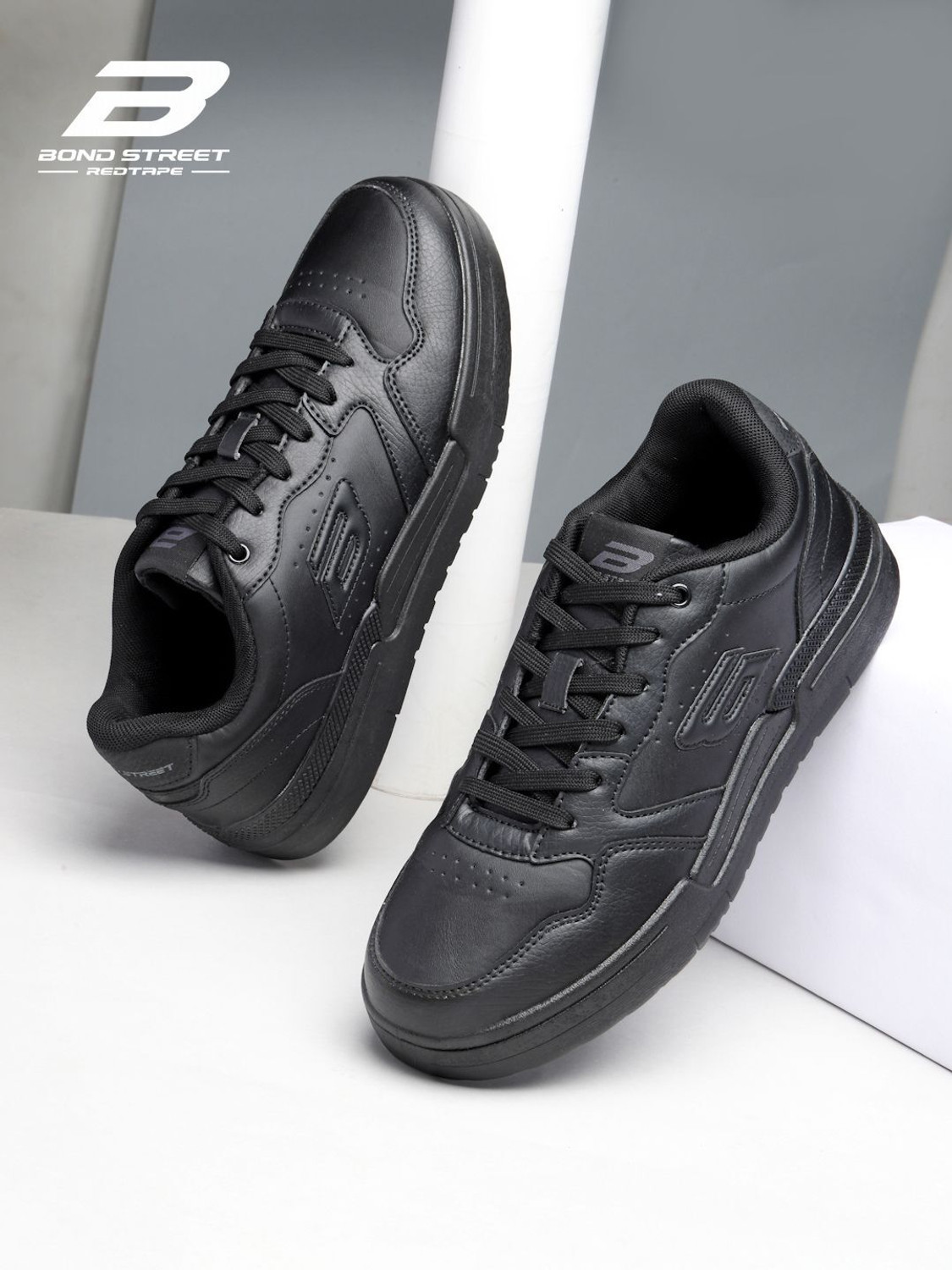 Bond Street By Red Tape Men's Casual Sneakers | Stylish & Comfortable Fashion Sneakers For Men (Black , 8) - Image 1