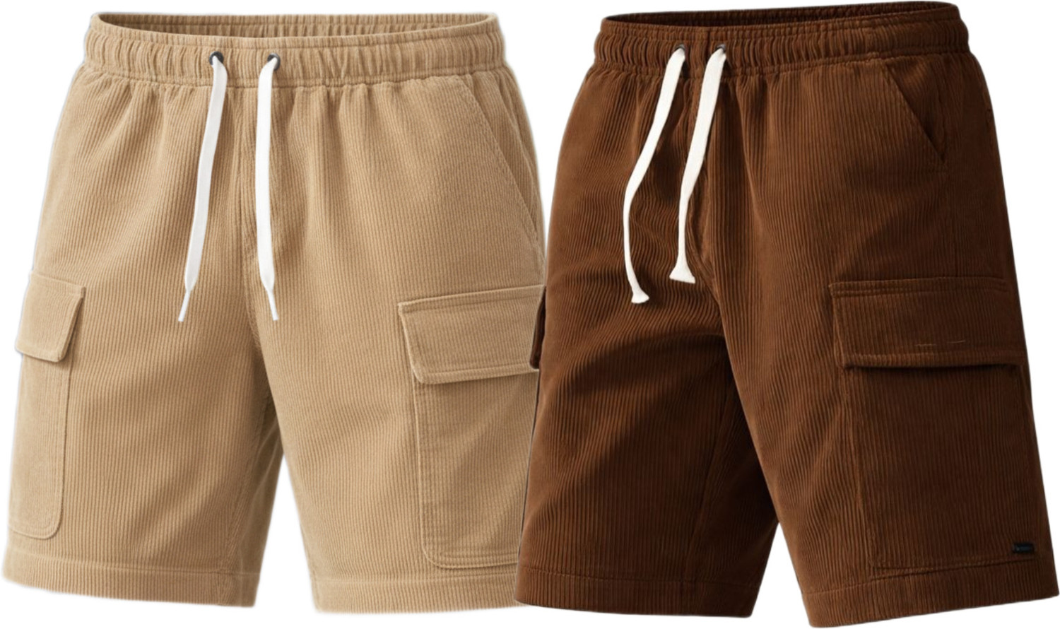 Image of Qvick Self Design Men Beige, Brown Cargo Shorts