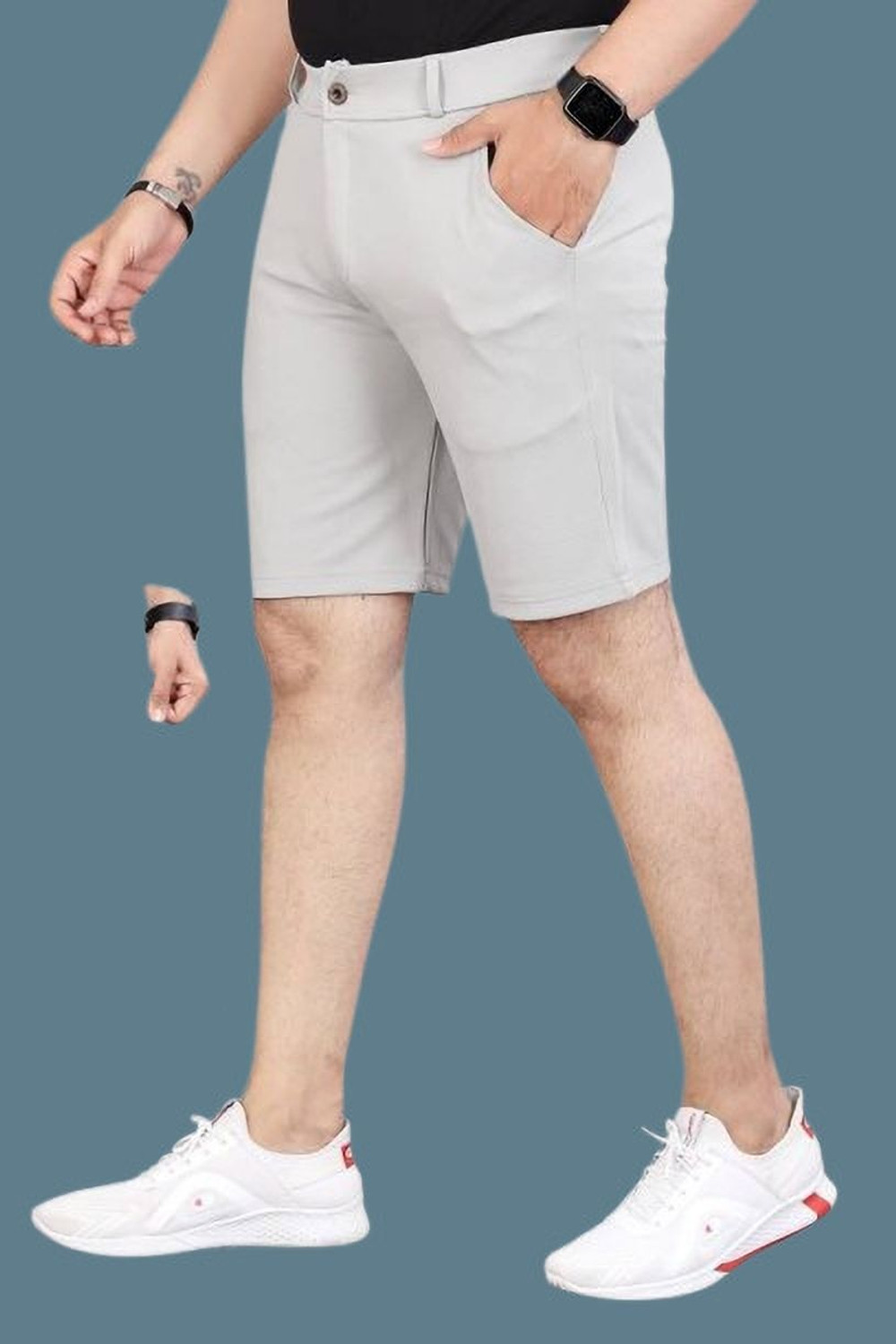 Image of latchh Solid Men Grey Regular Shorts