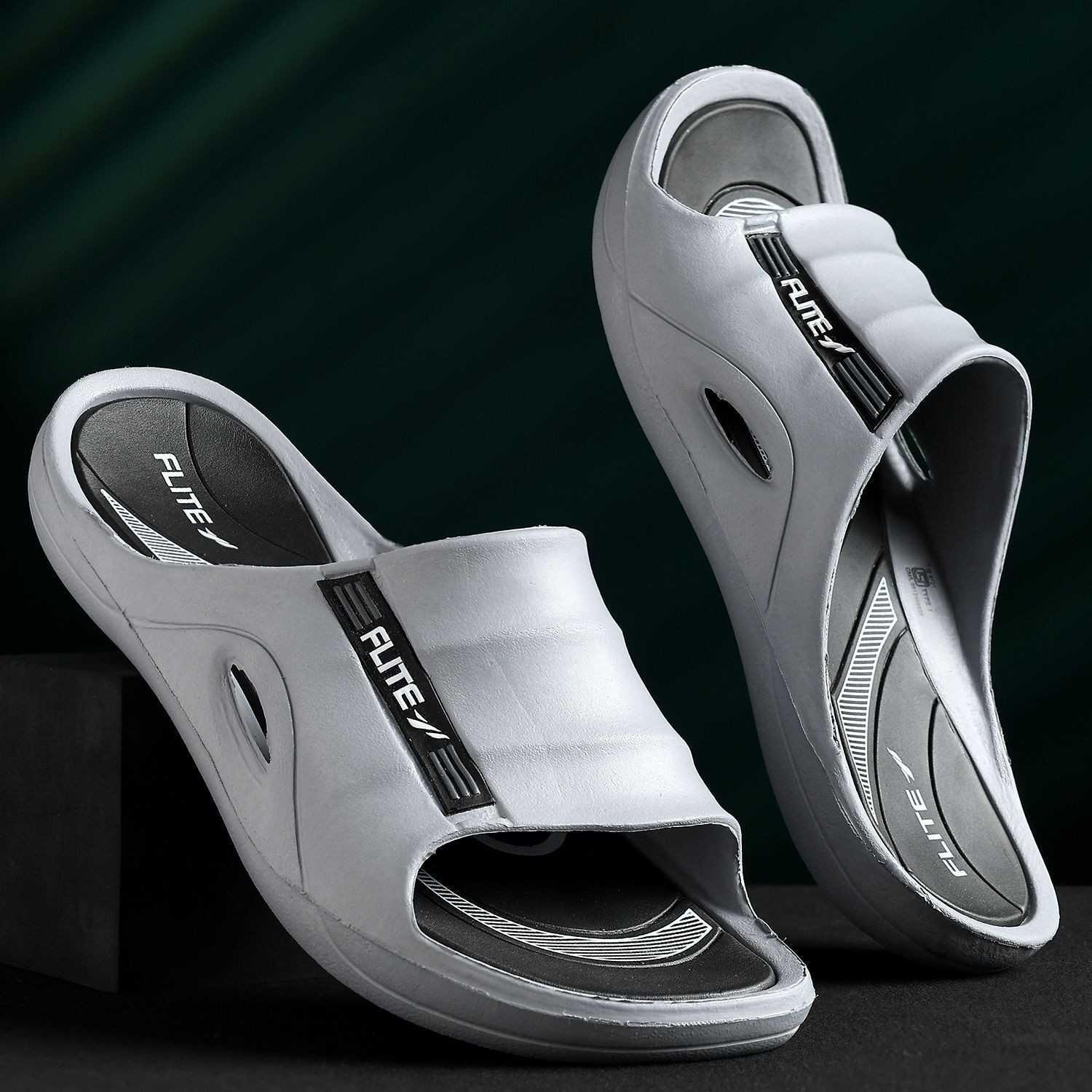 Image of FLITE Men Slides (Grey, Black , 6)