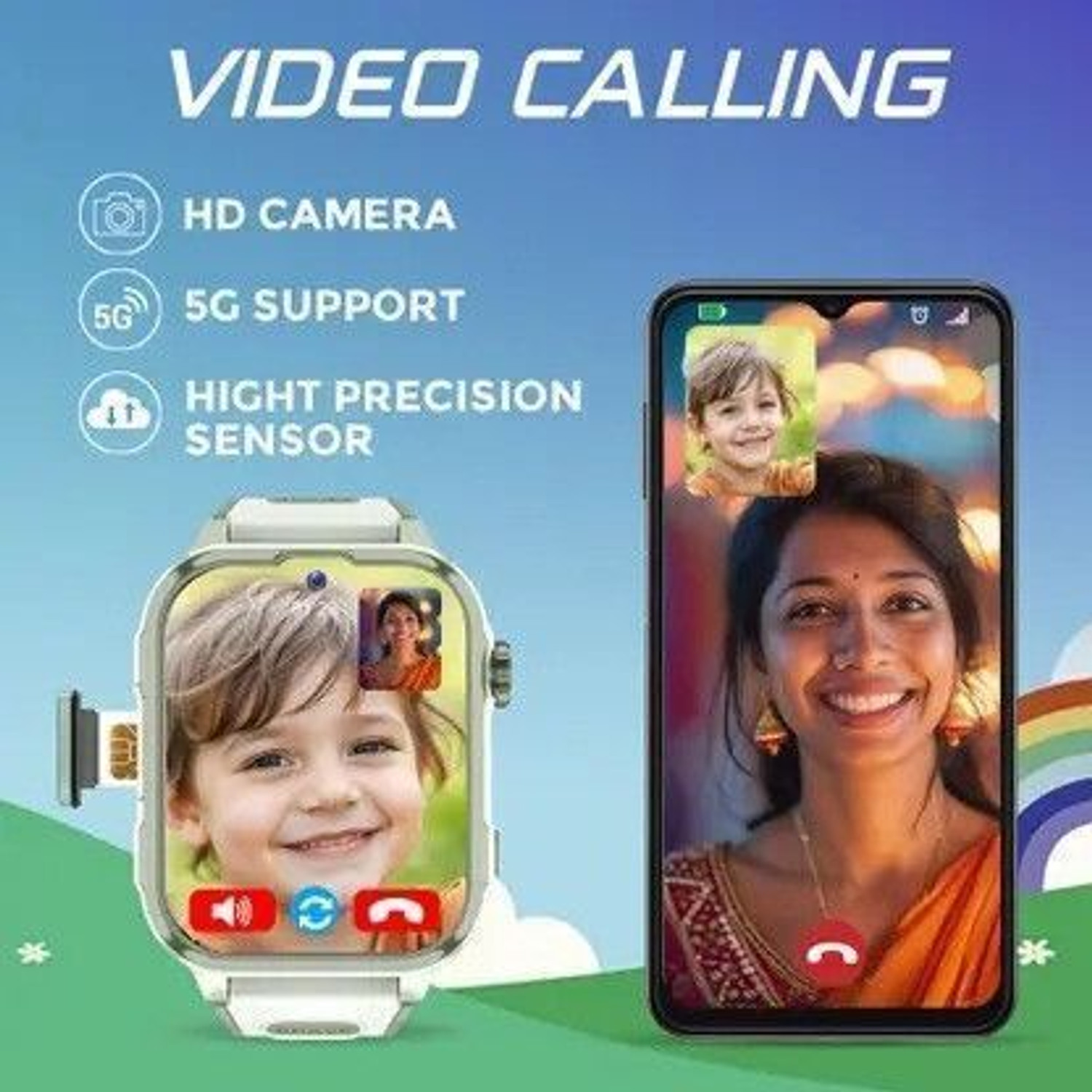 Image of Melbon 4G SmartWatch Specially for girls' safety & Kids GPS Tracker SOS Call Video Call Smartwatch (Green Strap, Free Size)