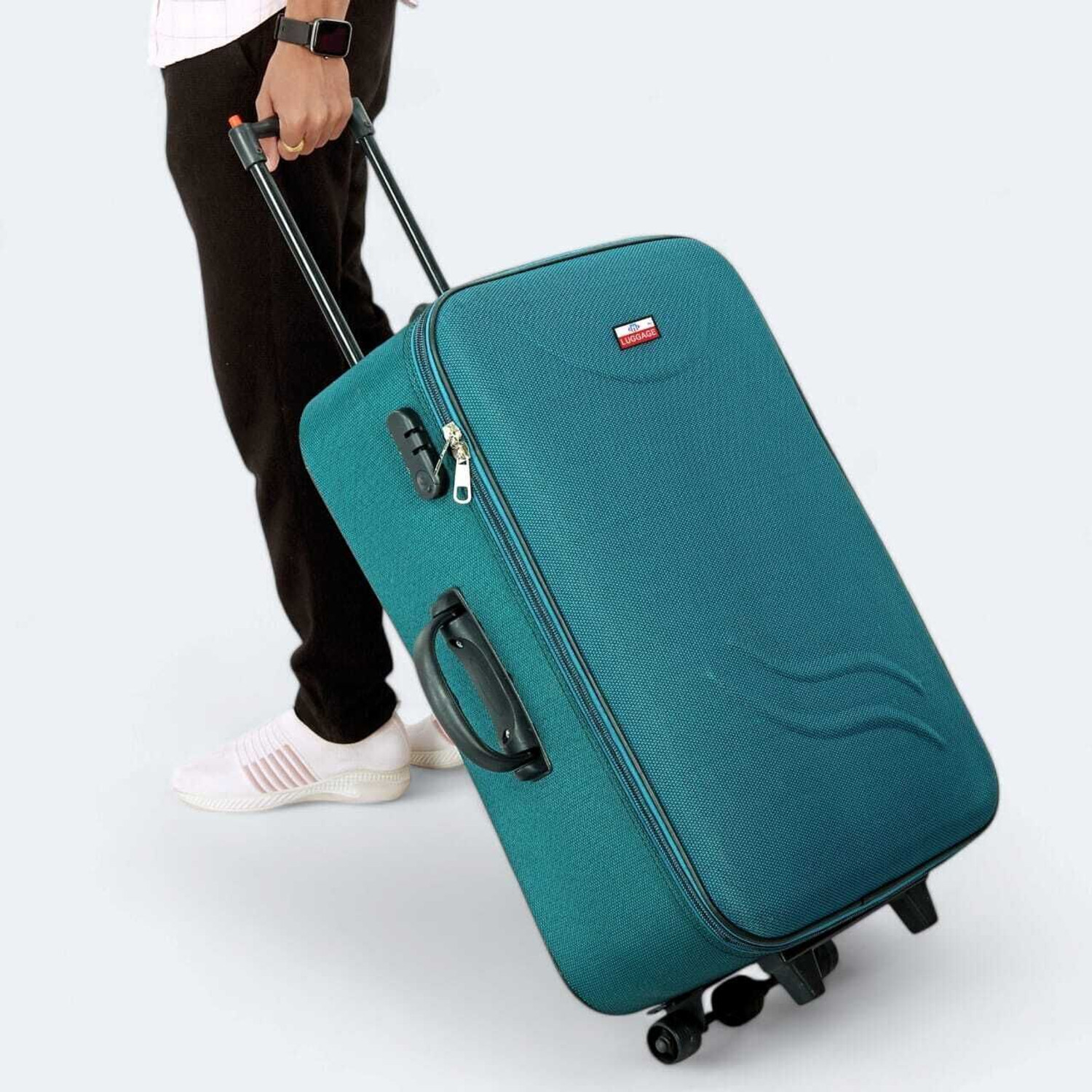 Image of MiLUGGAGE Medium Cabin & Check-in Luggage (61 cm) 3 Wheels - 65 L Trolley Bag /Suitcase Bag Number Lock With 3 Wheels - Green