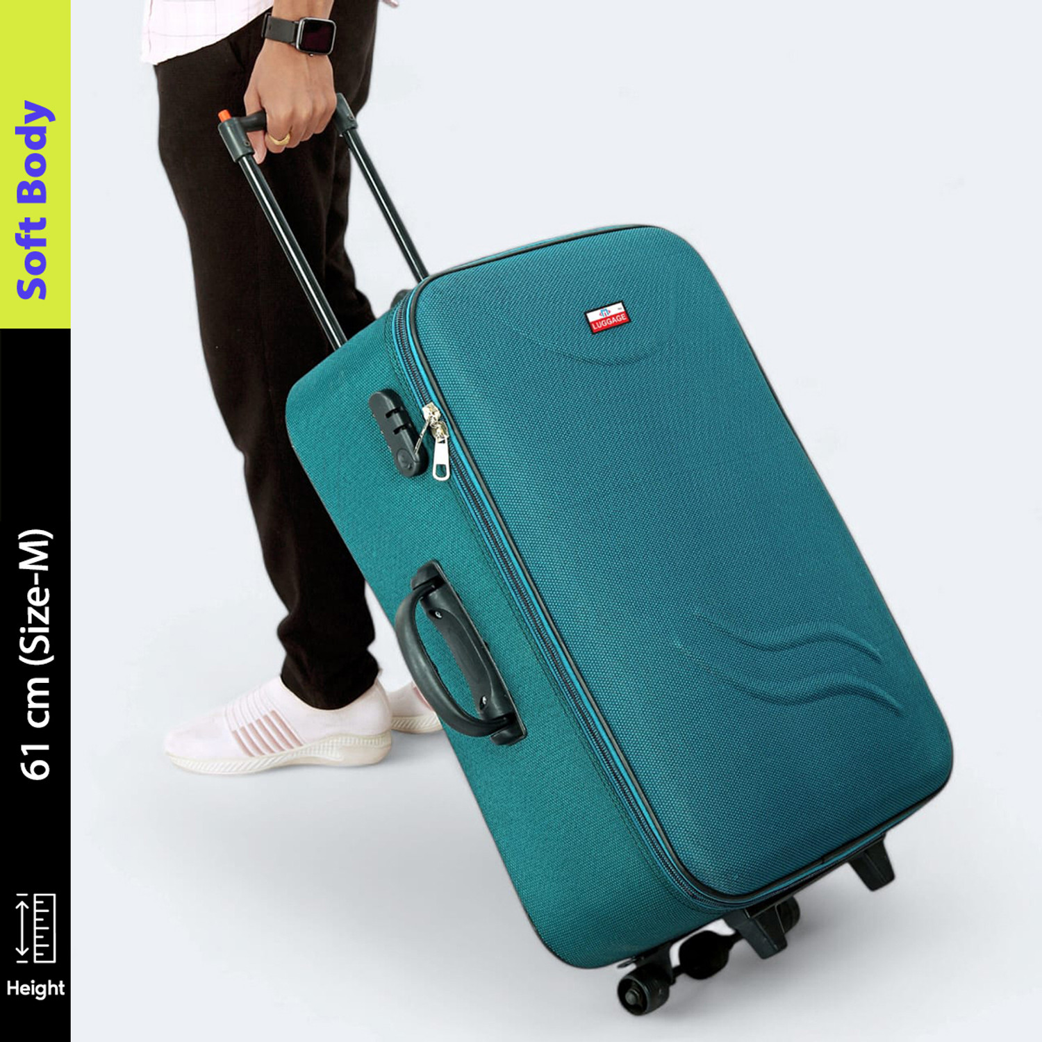 Image of MiLUGGAGE Medium Cabin & Check-in Luggage (61 cm) 3 Wheels - 65 L Trolley Bag /Suitcase Bag Number Lock With 3 Wheels - Green