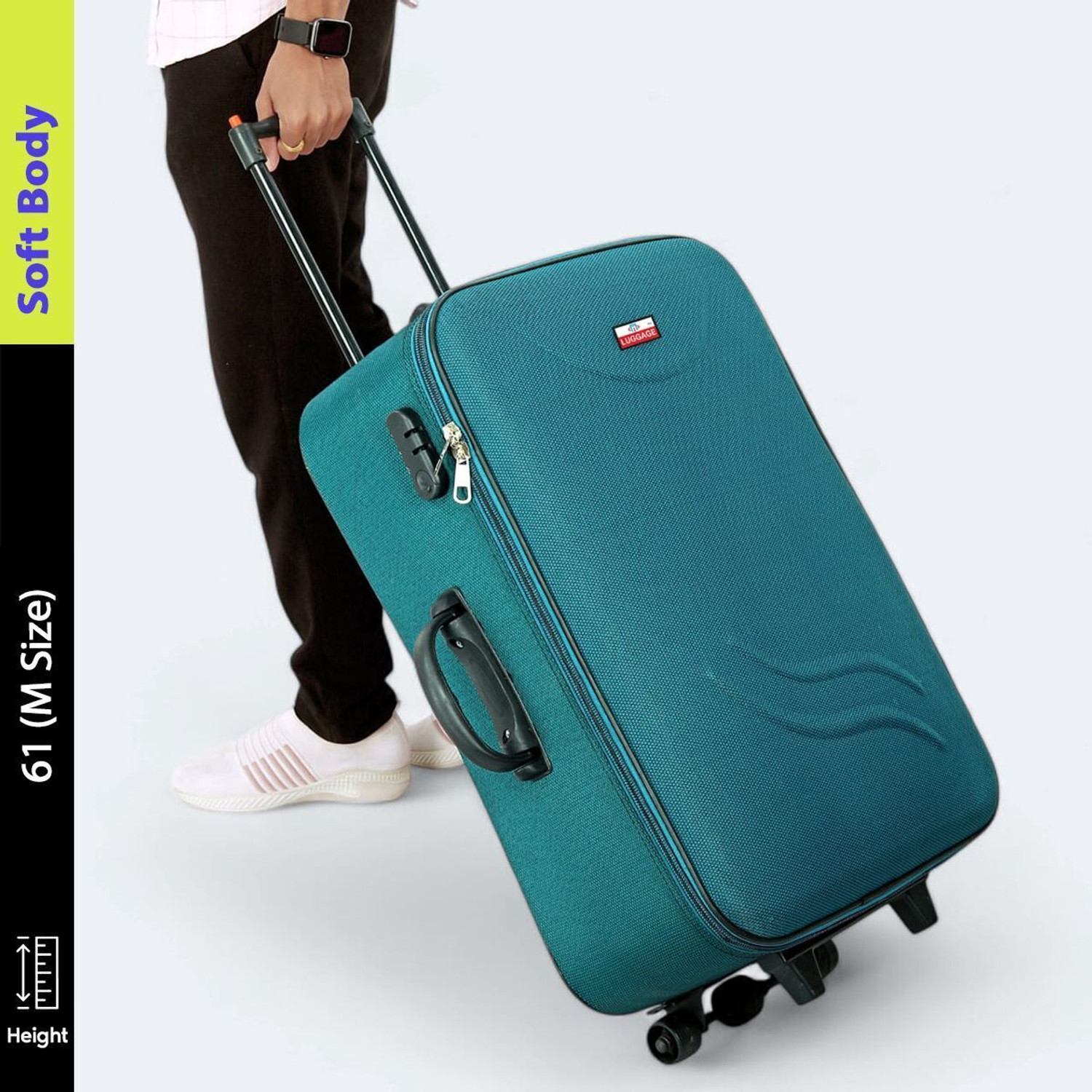 Image of MiLUGGAGE Medium Cabin & Check-in Luggage (61 cm) 3 Wheels - 65 L Trolley Bag /Suitcase Bag Number Lock With 3 Wheels - Green