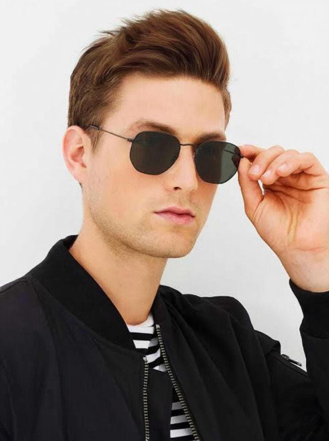 Image of eyedens UV Protection Round Sunglasses (Free Size) (For Men & Women, Black)