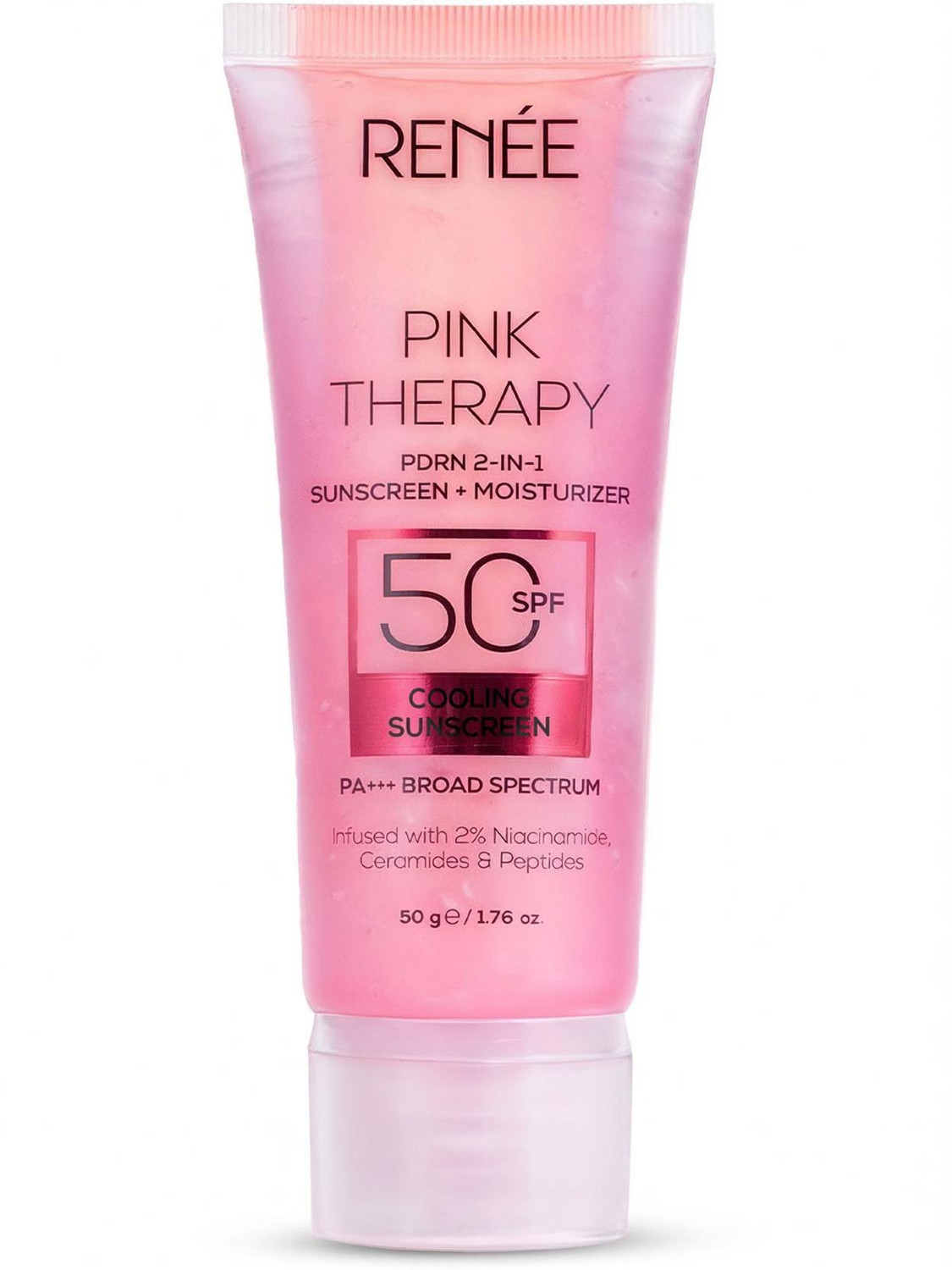 Renee Sunscreen - SPF 50 PA+++ Pink Therapy PDRN 2-In-1 Sunscreen + Moisturiser with Niacinamide & Ceramides (50 g) - Image 1