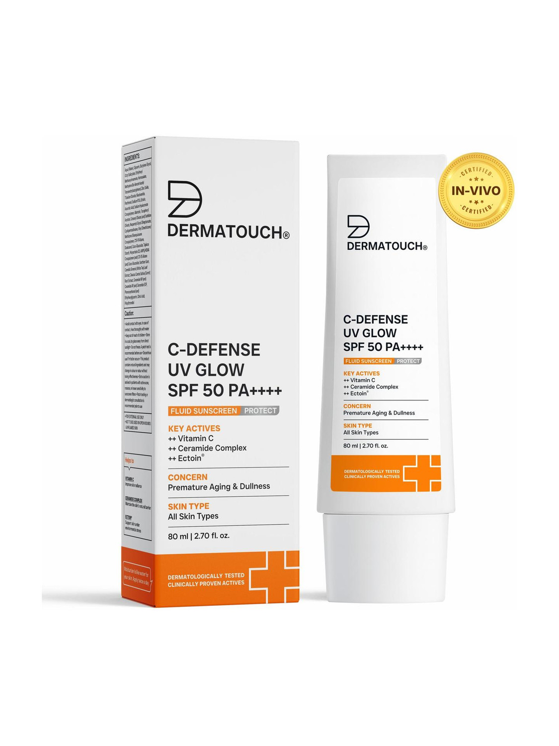 Dermatouch SPF 50 PA++++ UV GLOW Fluid Sunscreen - Image 1