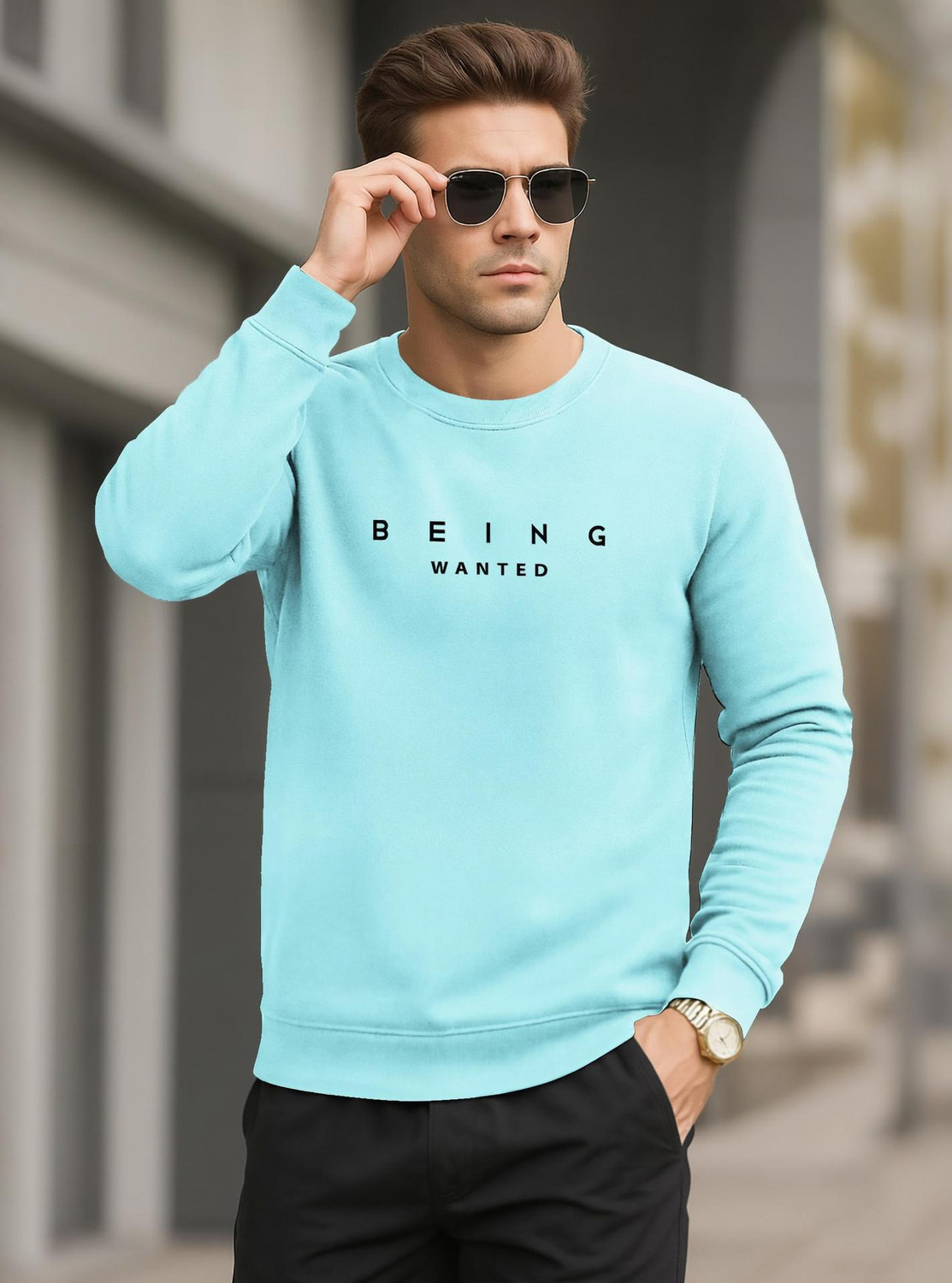 Image of Smart Colors Men Full Sleeve Solid Sweatshirt