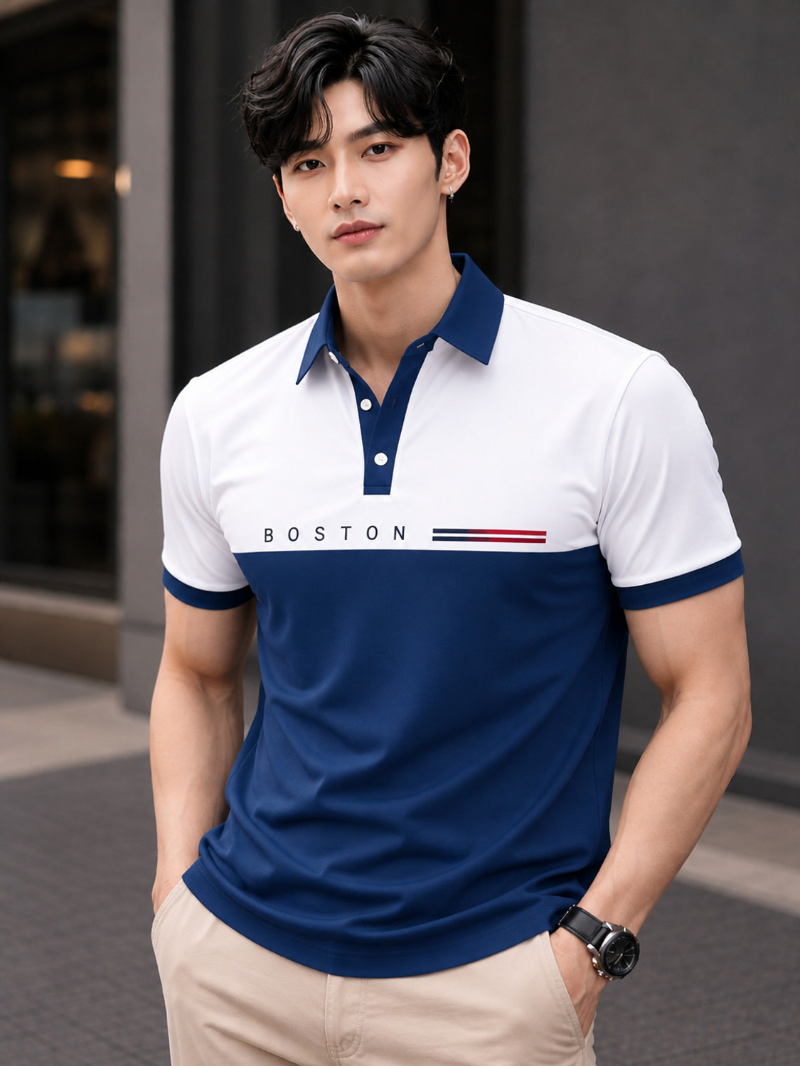 Image of CELLUX Men Abstract Polo Neck Polycotton Multicolor T-Shirt