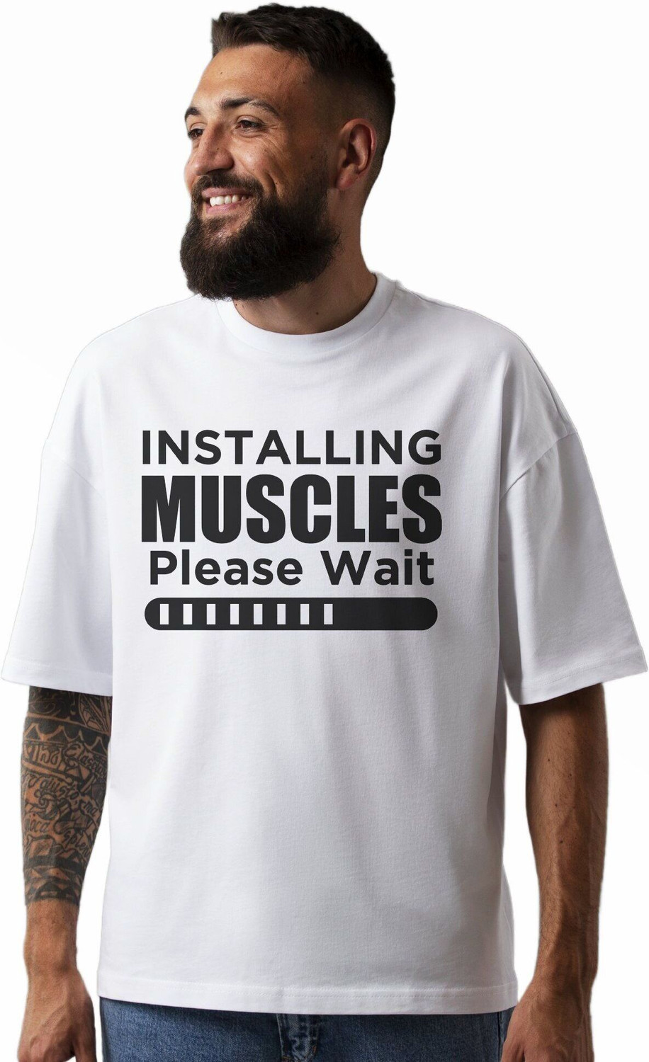 Image of Mark TP Men Printed Round Neck Cotton Blend White T-Shirt