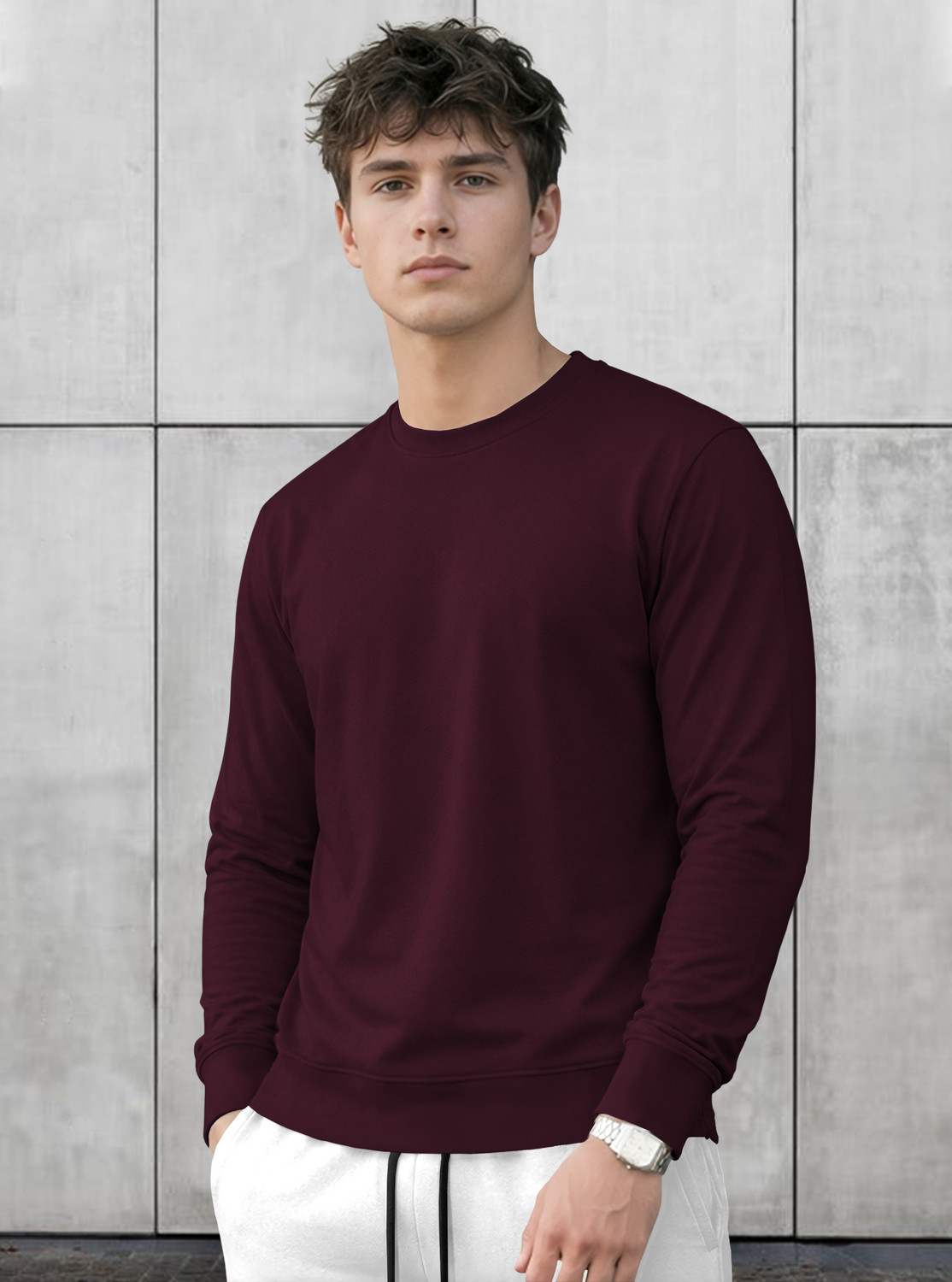 Image of NOOK Men Self Design Henley Neck Cotton Blend Pink T-Shirt