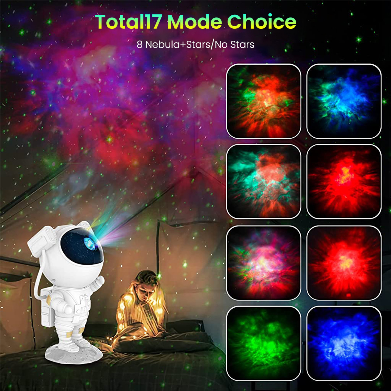 Image of Verilux Astronaut Projector Galaxy Night Light Projector Led Lamp with Remote Control Table Lamp (11.3 cm, White)