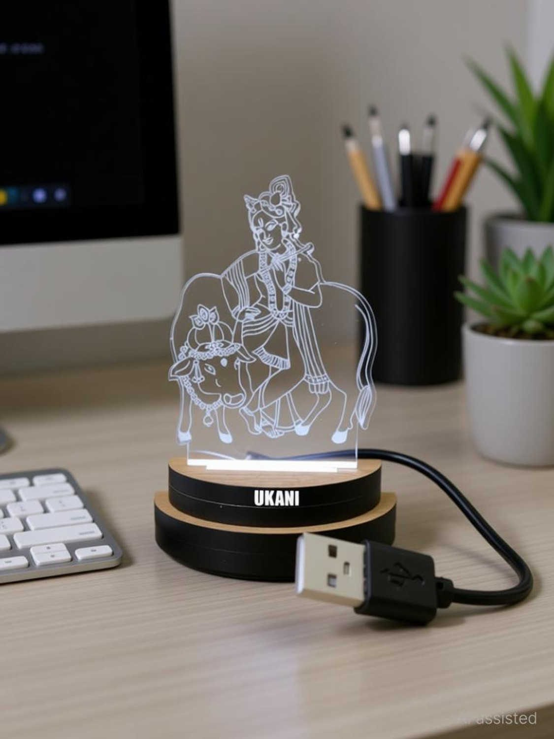 Image of Lilone usb visualization lamp Table Lamp (8 cm, Orange, Beige)
