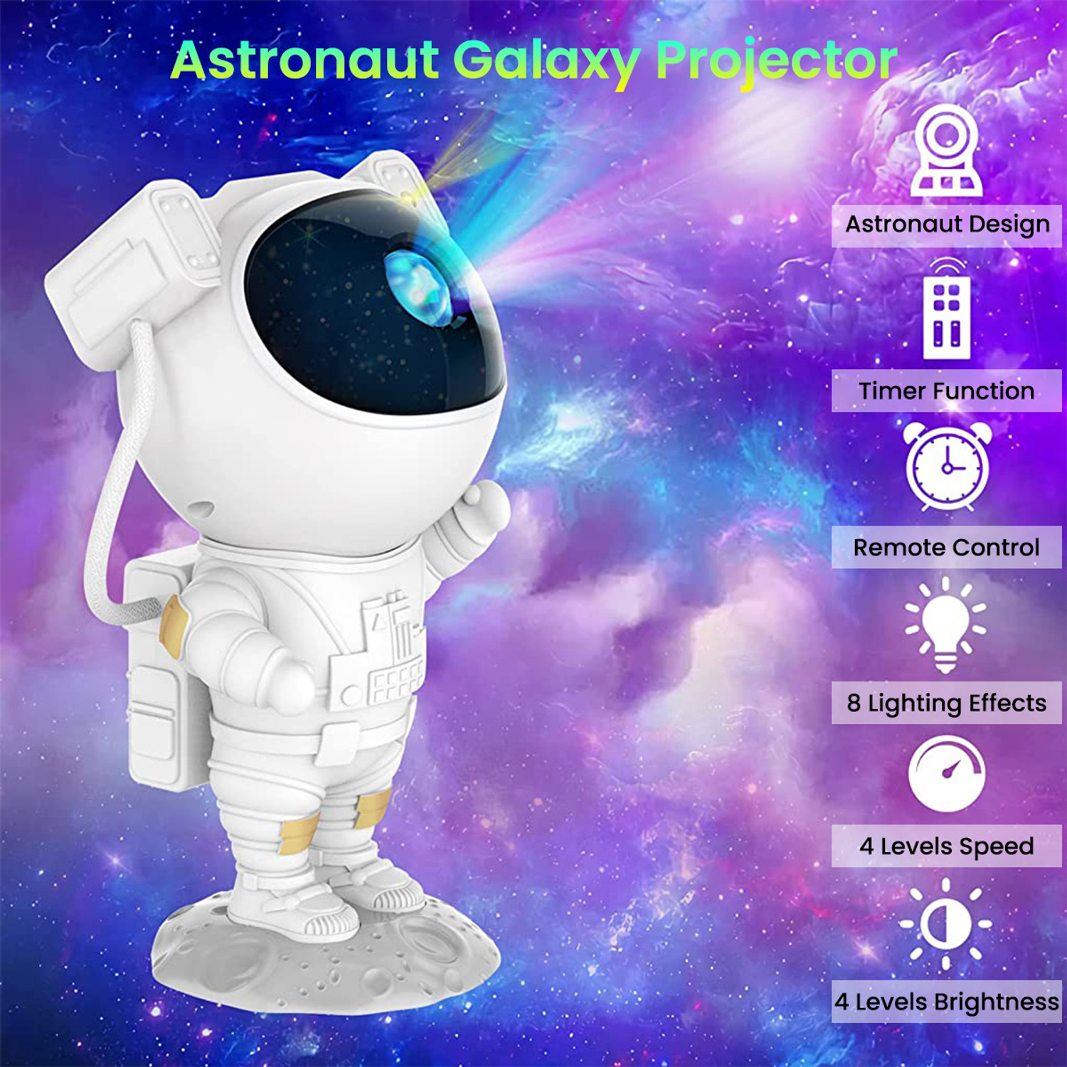 Image of Verilux Astronaut Projector Galaxy Night Light Projector Led Lamp with Remote Control Table Lamp (11.3 cm, White)