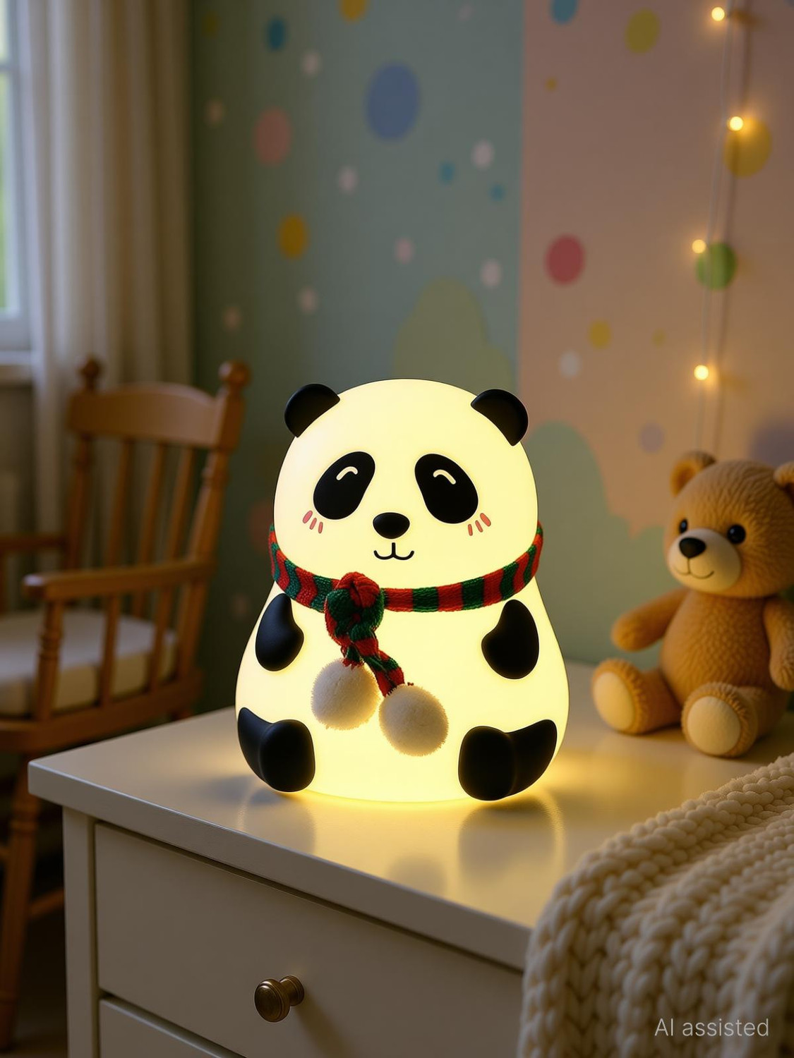EYESEek Panda Silicone Night Light, Touch Sensor, 16 cm, Yellow - Image 1