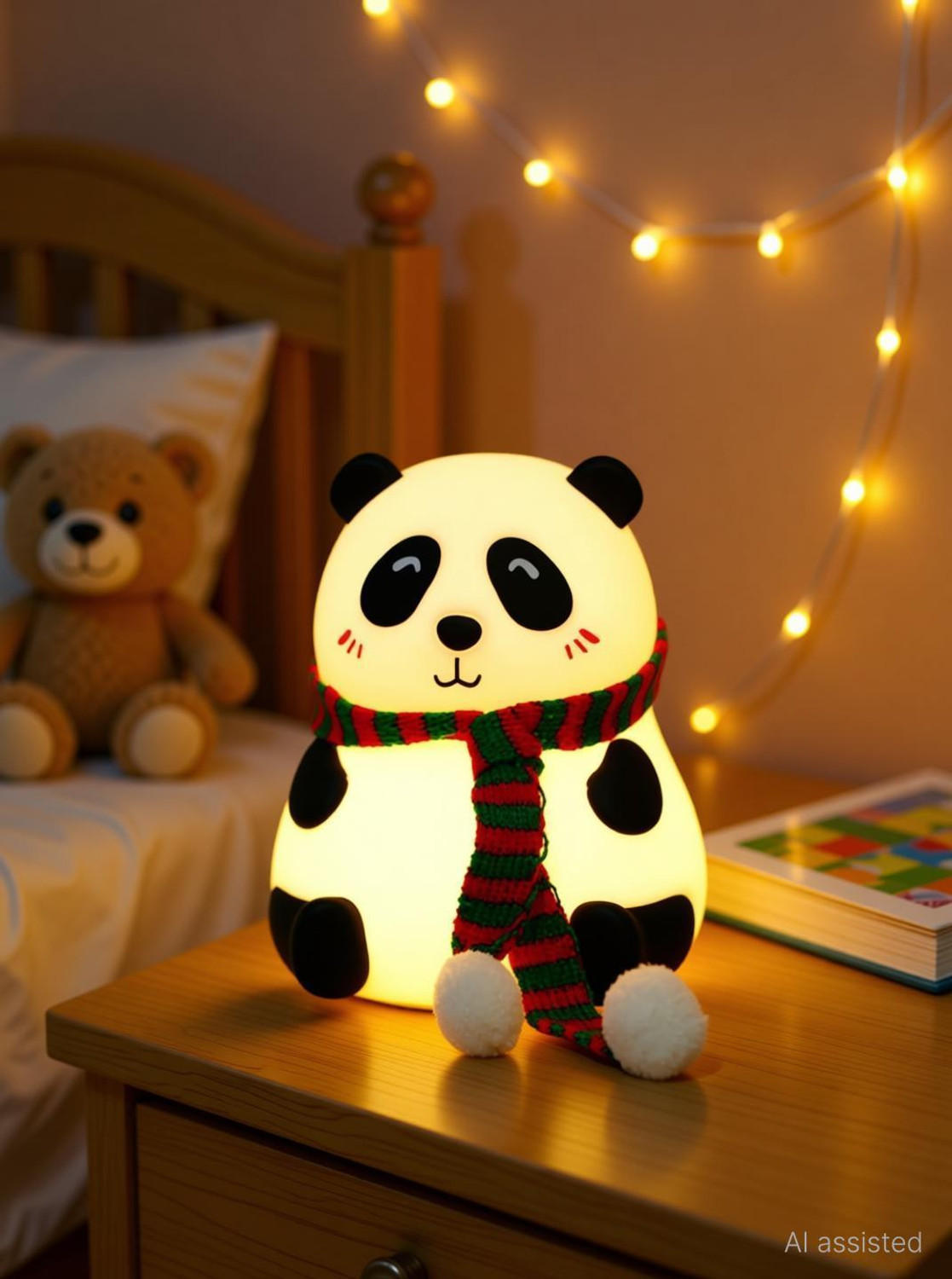 Image of HASRU Cute Panda Night Light for Kids Silicone Night Color Changing Lamp to Decor Room Night Lamp (14 cm, Multicolor)