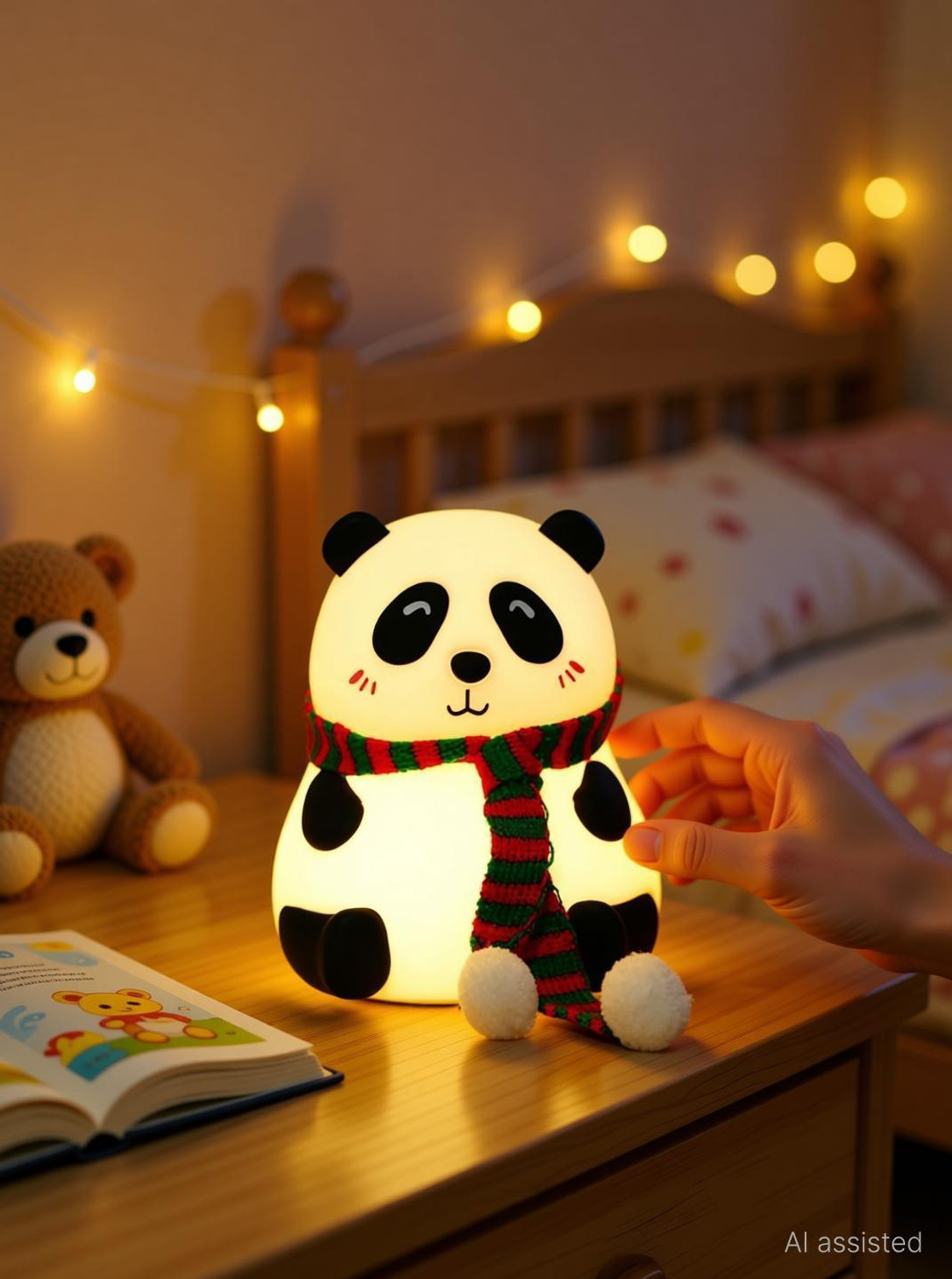 Image of HASRU Cute Panda Night Light for Kids Silicone Night Color Changing Lamp to Decor Room Night Lamp (14 cm, Multicolor)