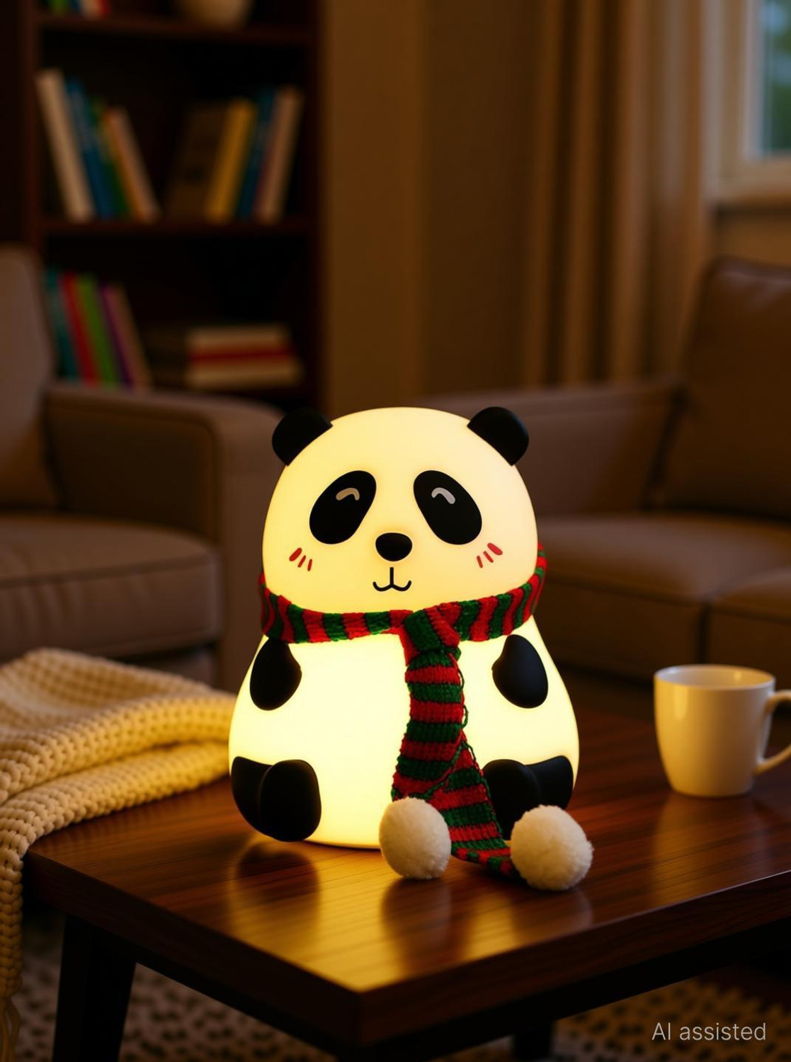Image of HASRU Cute Panda Night Light for Kids Silicone Night Color Changing Lamp to Decor Room Night Lamp (14 cm, Multicolor)