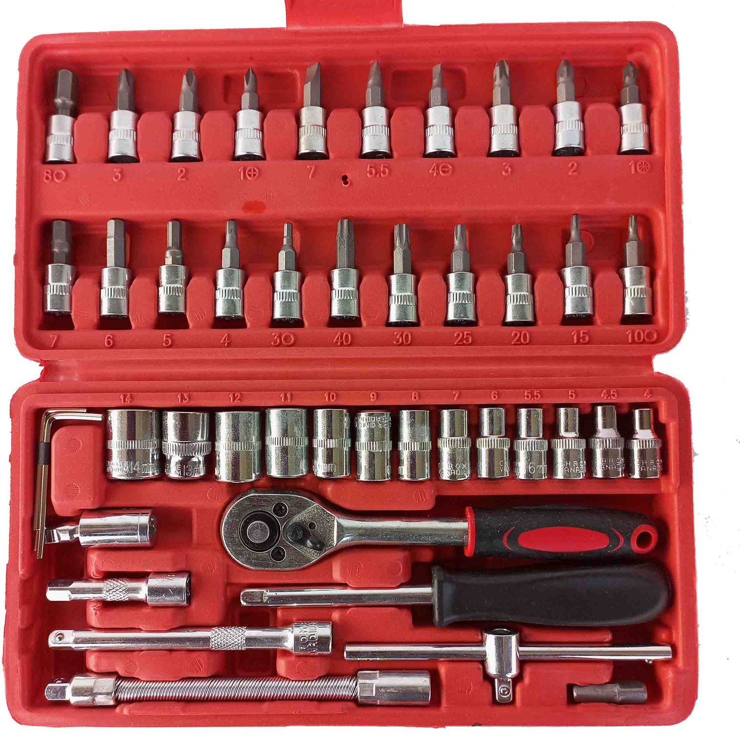 Image of Zike Tool Kit Multicolor TOOL KIT 46 PCS Tool Box Socket Set (Pack of 1)