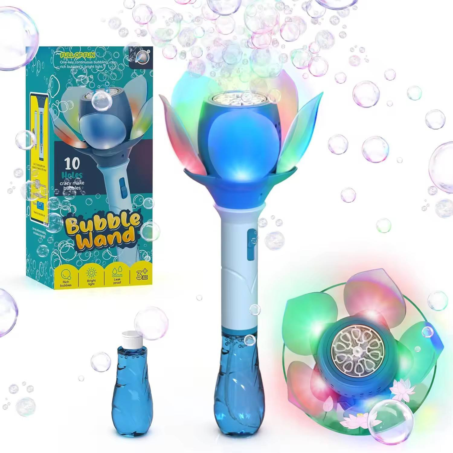 Xcillince Toys Bubble Gun with LED Lights, 10-Hole - Image 1