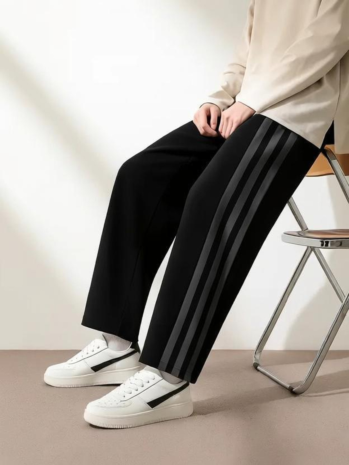 Image of Wanchha Fashion Men Solid, Striped Grey Track Pants