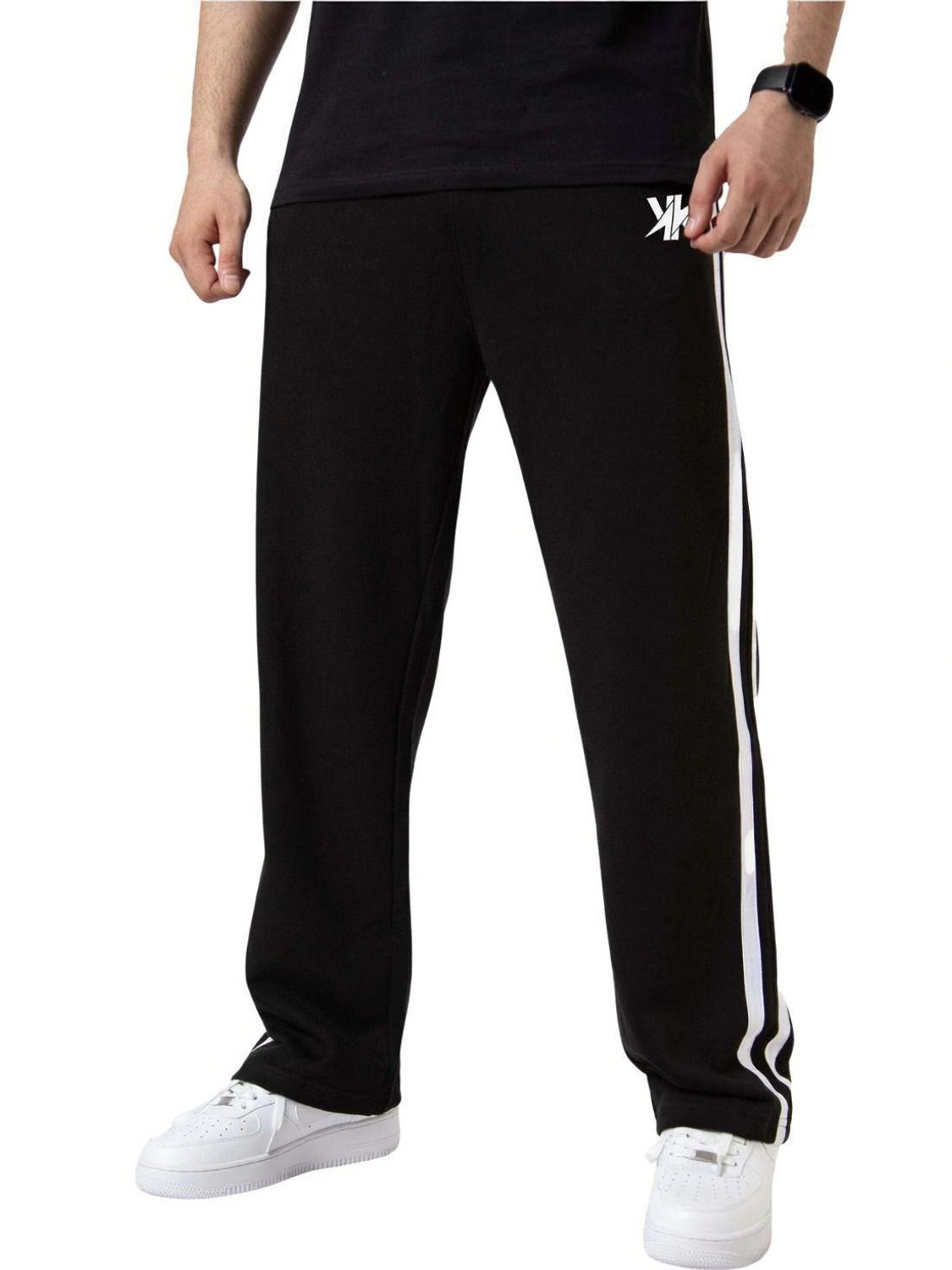 Image of Kynetic Men Solid Black Track Pants