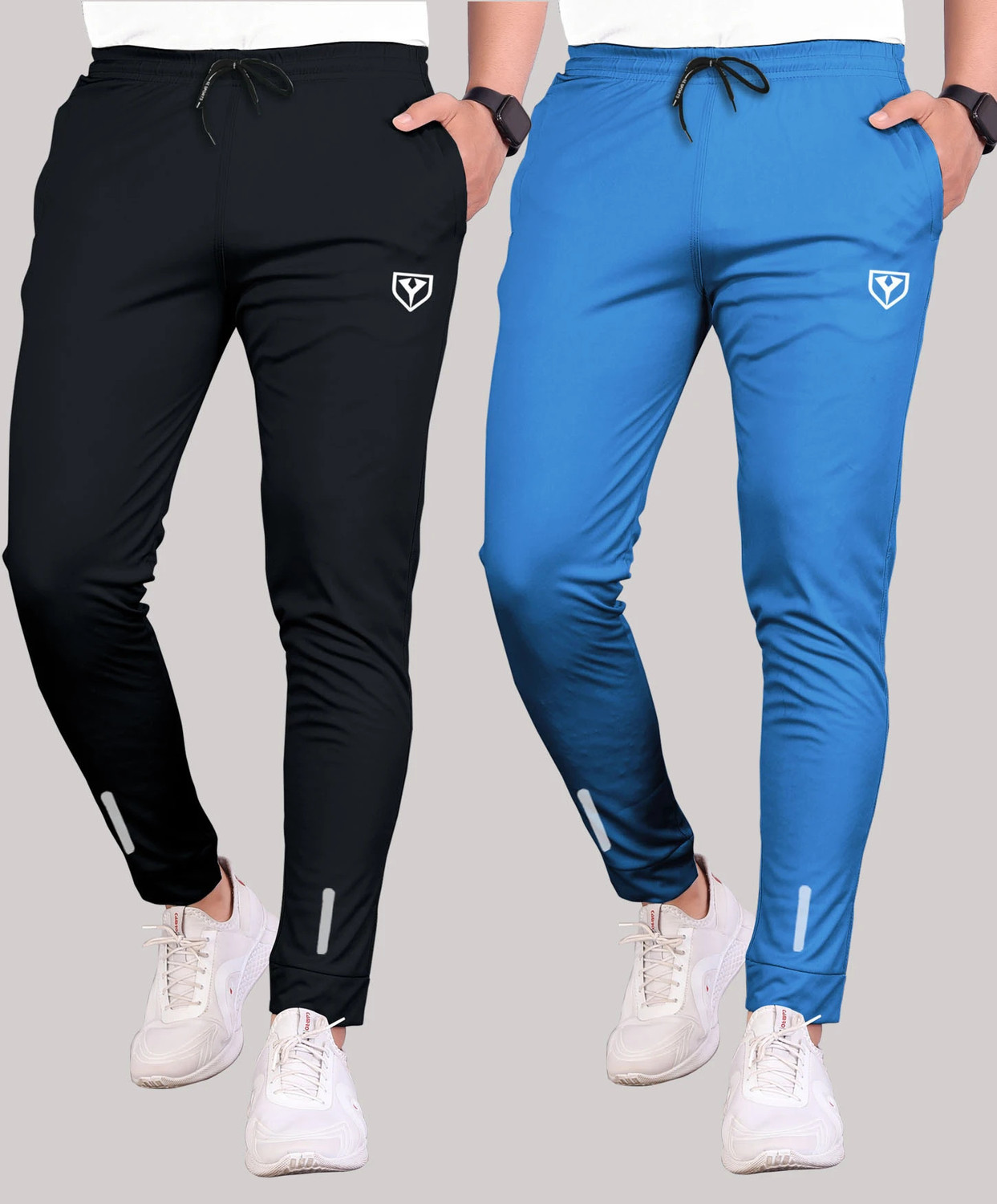 Image of pelton Men Solid Light Blue Track Pants