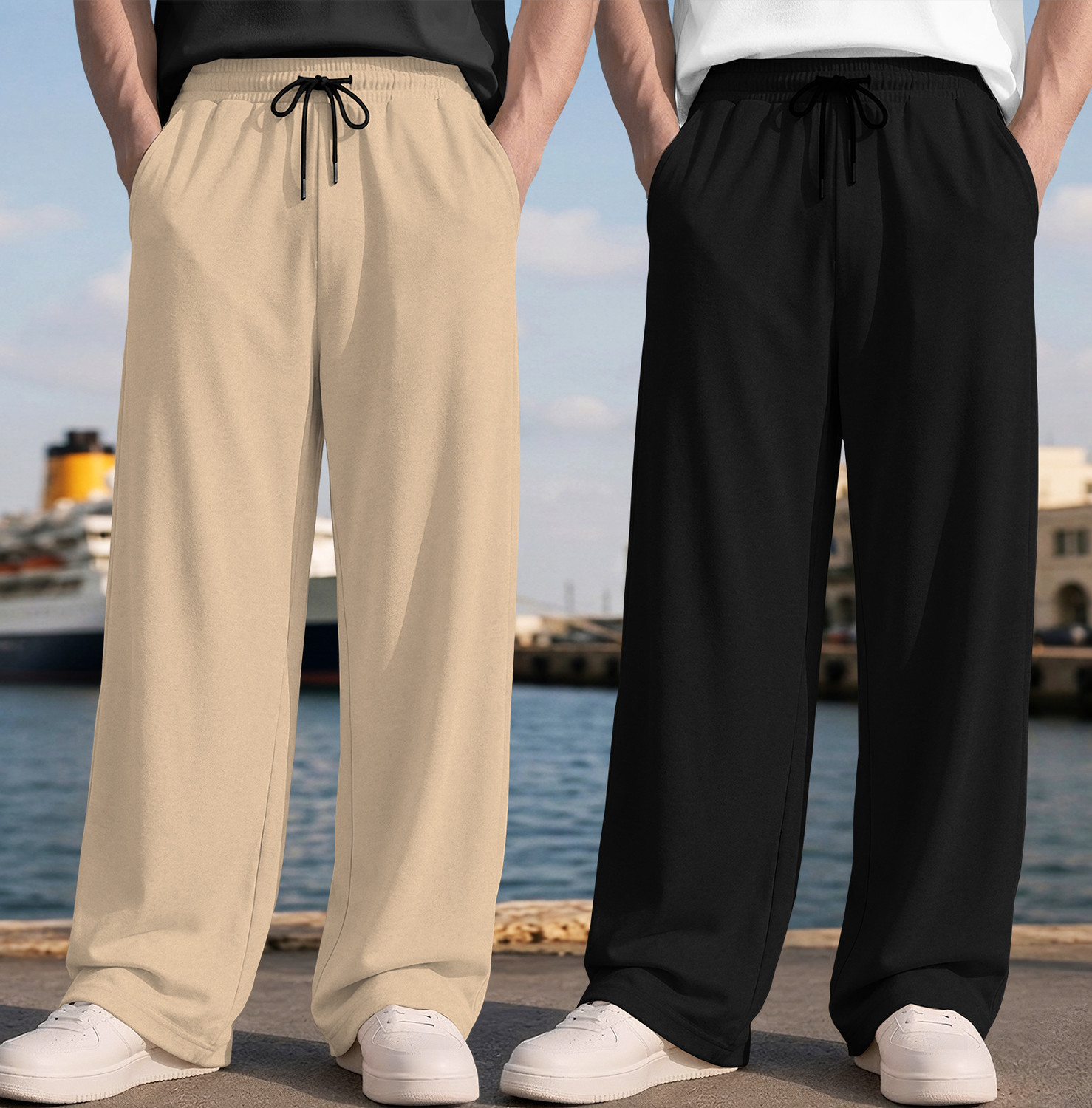 SPECTATOR Men Beige, Black Track Pants Pack of 2 - Image 6