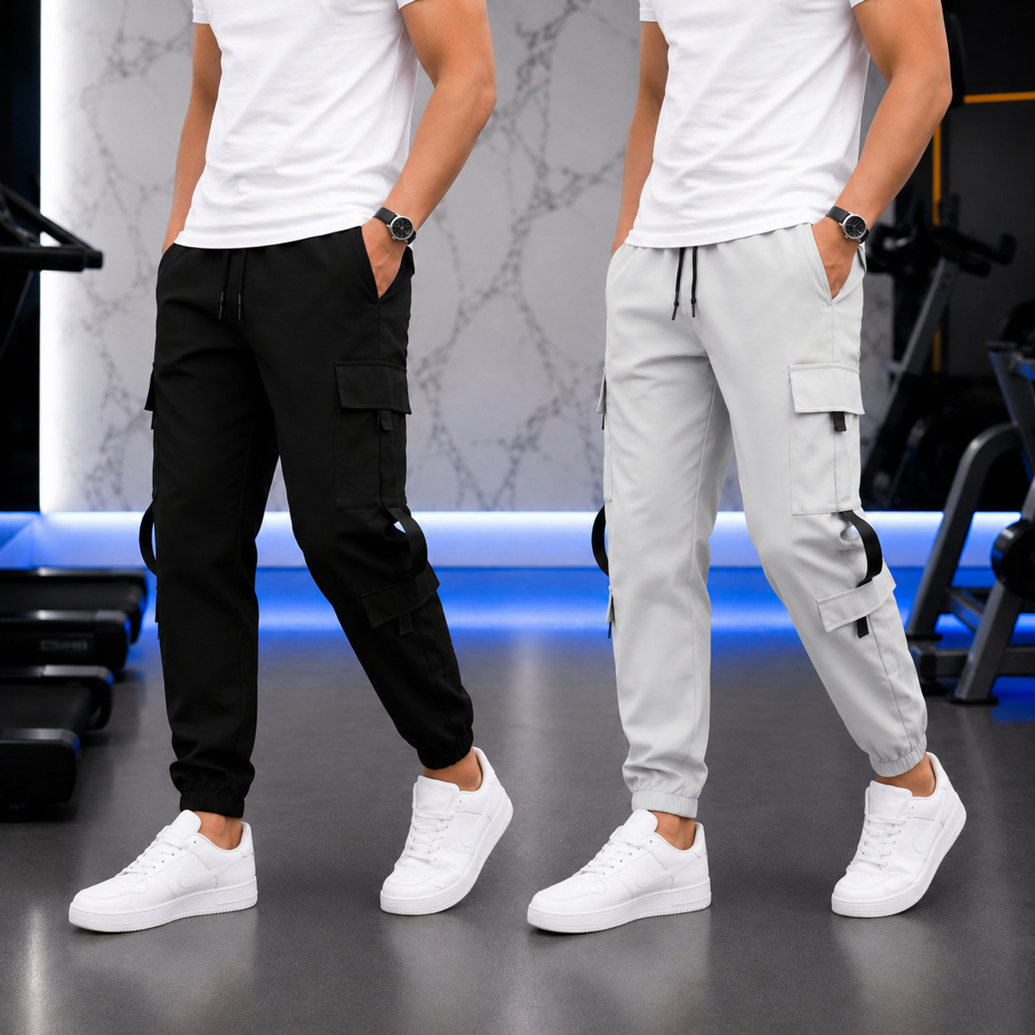 Image of HELI FASHION Pack of 2 Men Solid Grey, Grey Track Pants