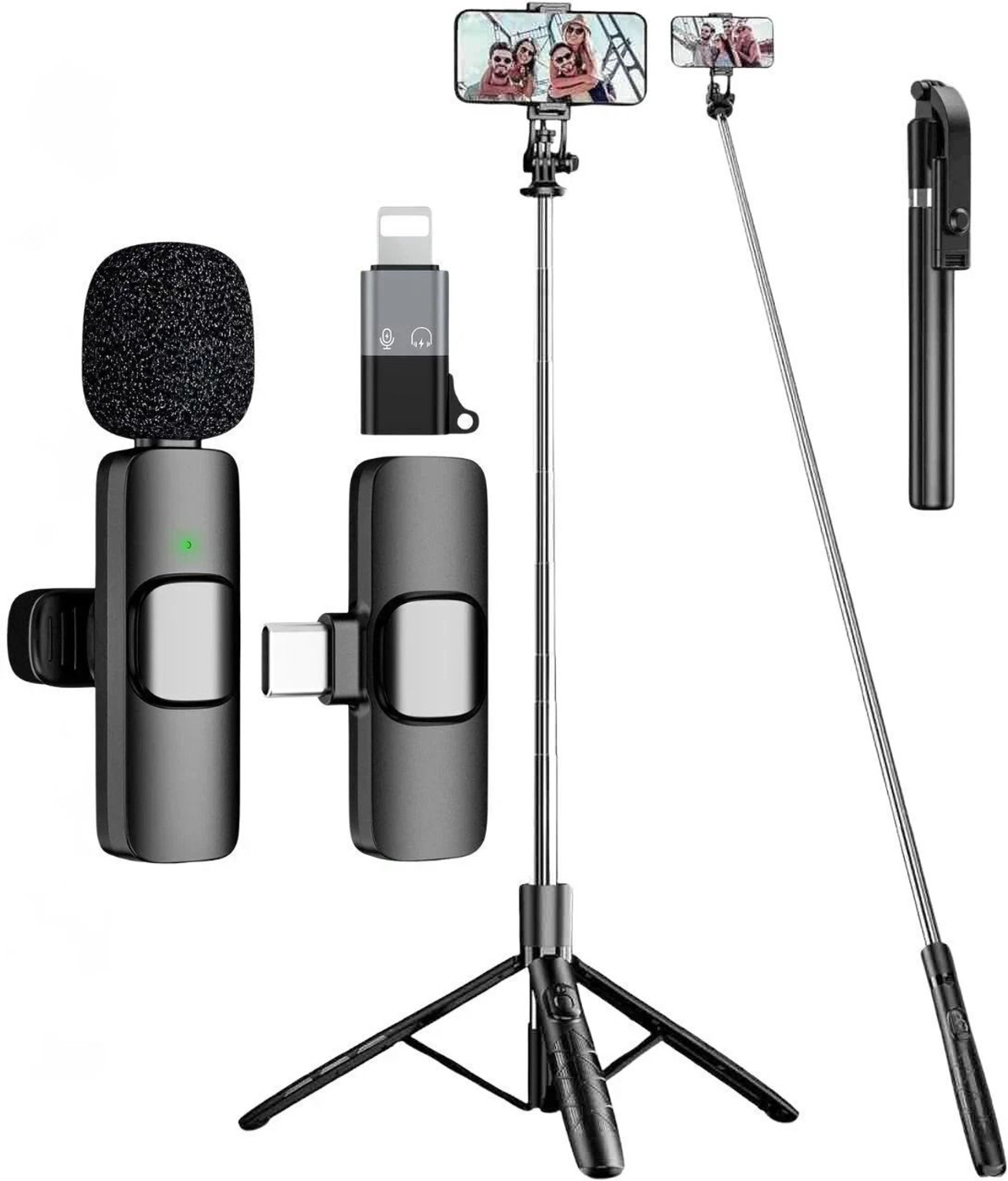 GADGETSWEAR (Combo with Wireless Mic) Selfie Stick with Tripod, 360 Degree Rotating Tripod Kit - GADGETSWEAR : Flipkart.com