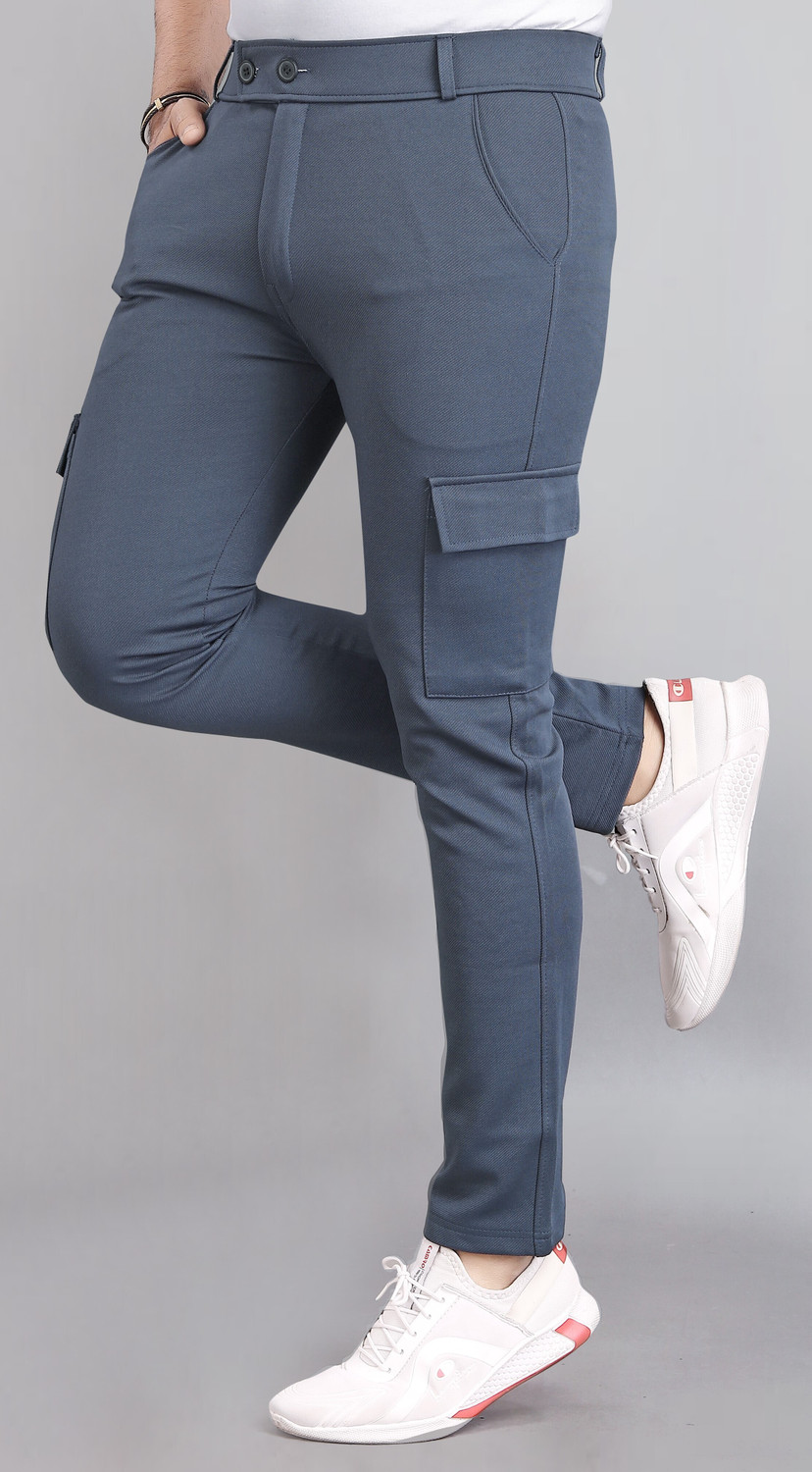 Image of COMBRAIDED Men Relaxed Green Lycra Blend Trousers