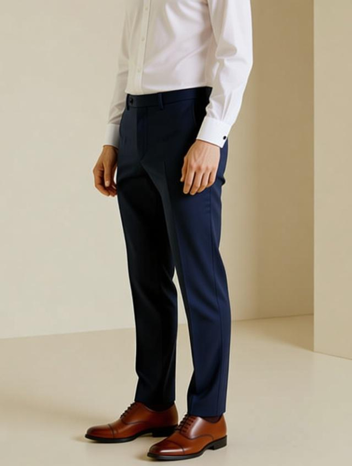 Image of AENT Regular Fit Men Dark Blue Trousers