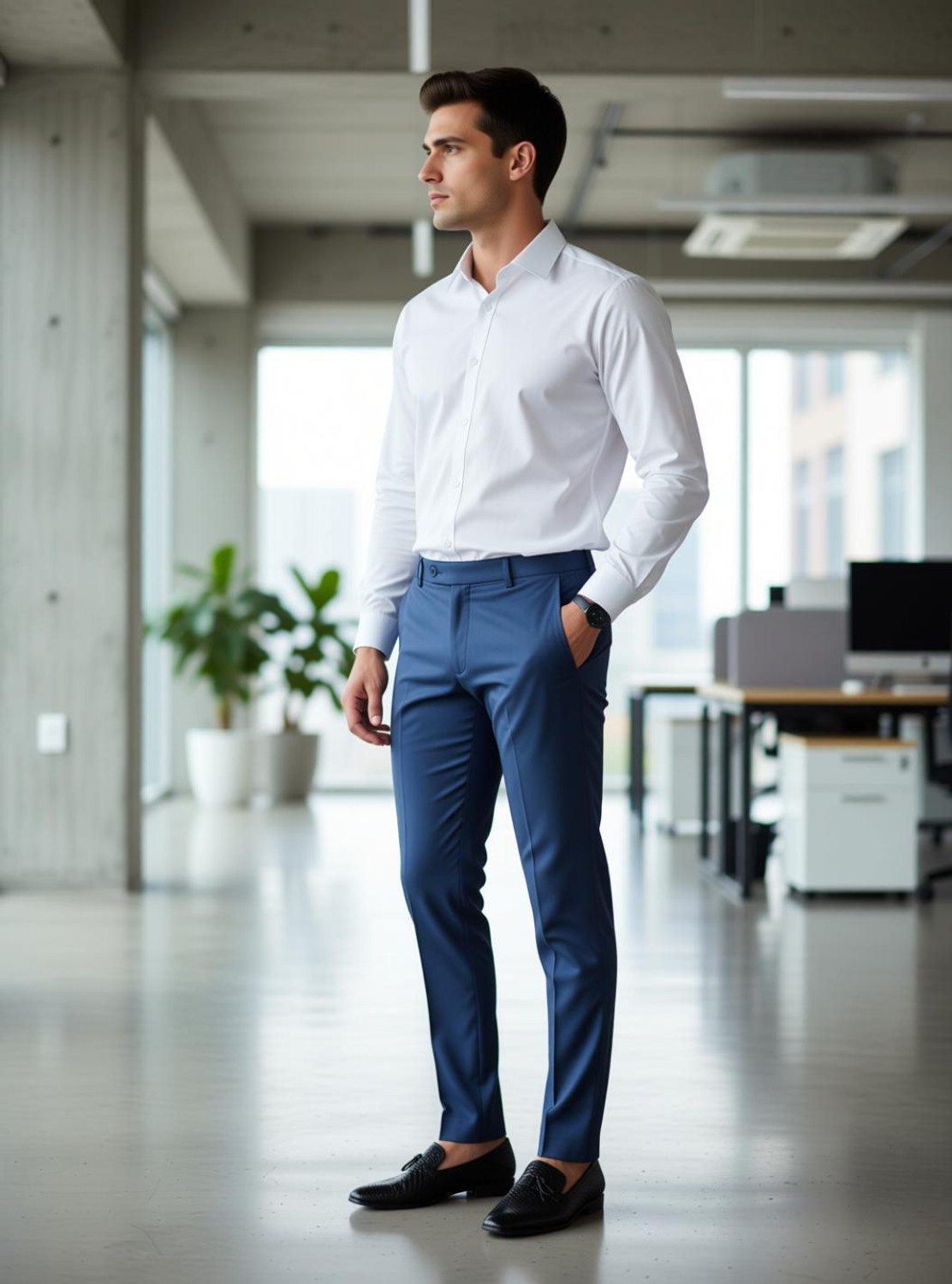 Image of AENT Regular Fit Men Blue Trousers