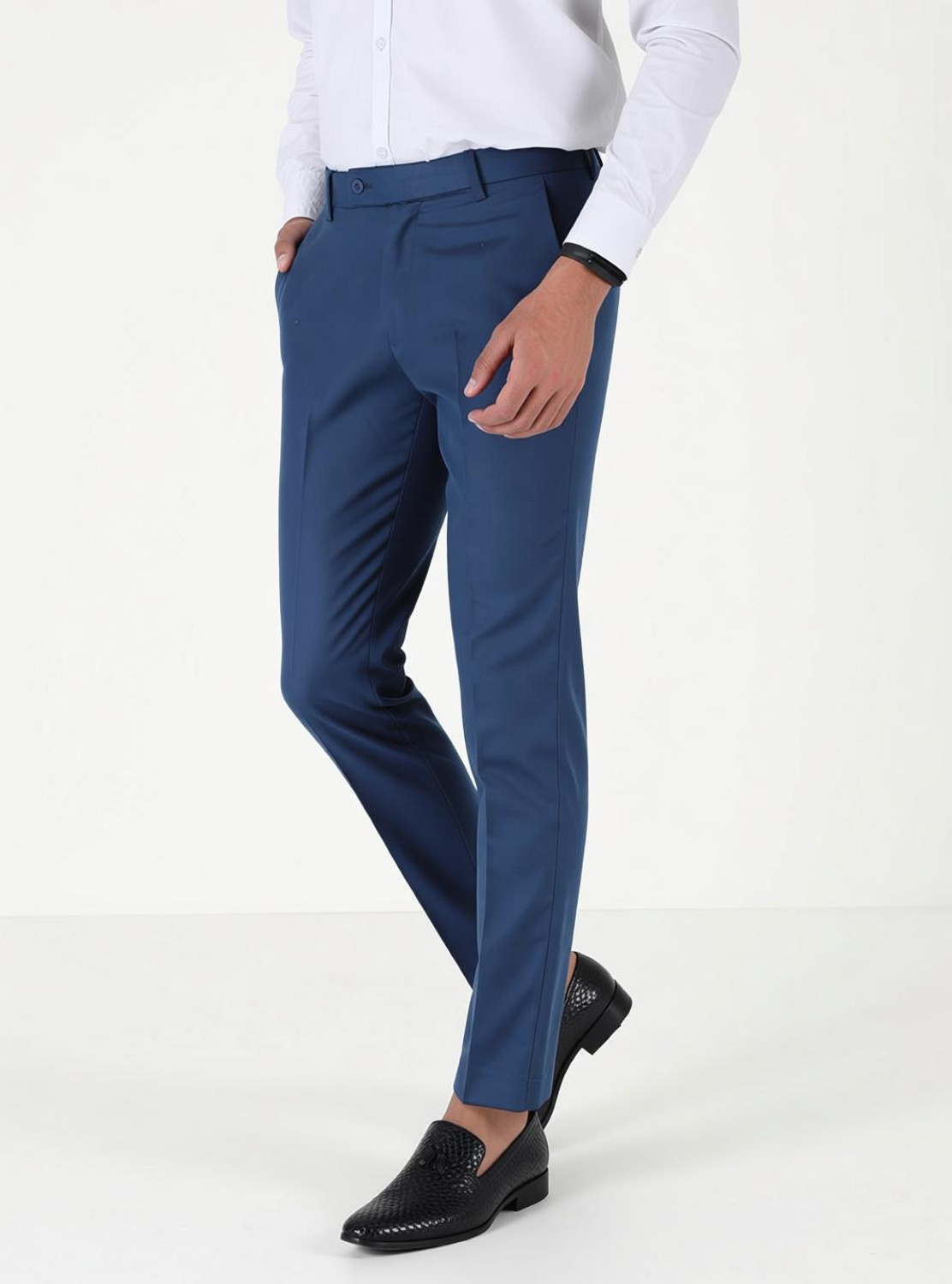 Image of AENT Regular Fit Men Blue Trousers